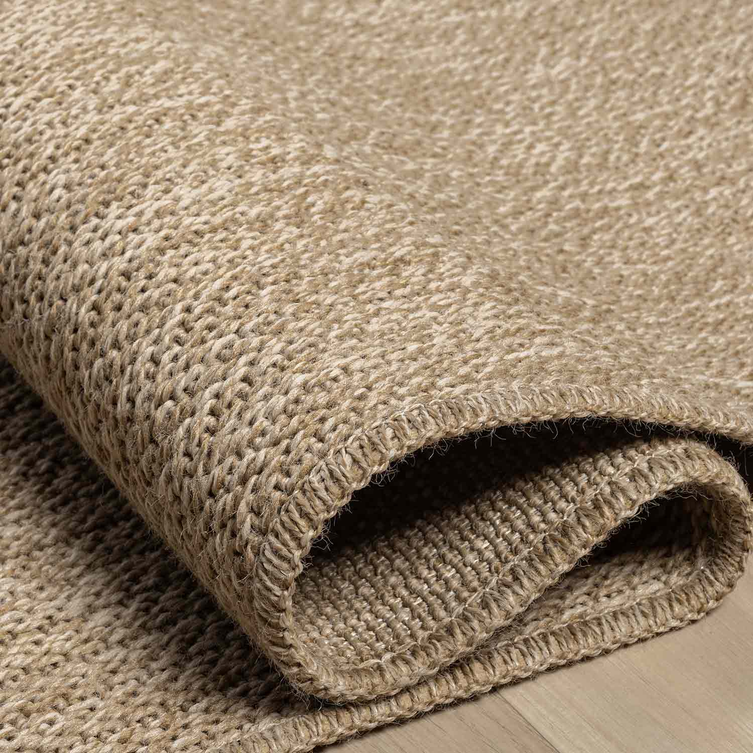 Bej Kahve Hasır Dokulu Modern Saçaklı Halı-Pera Halı