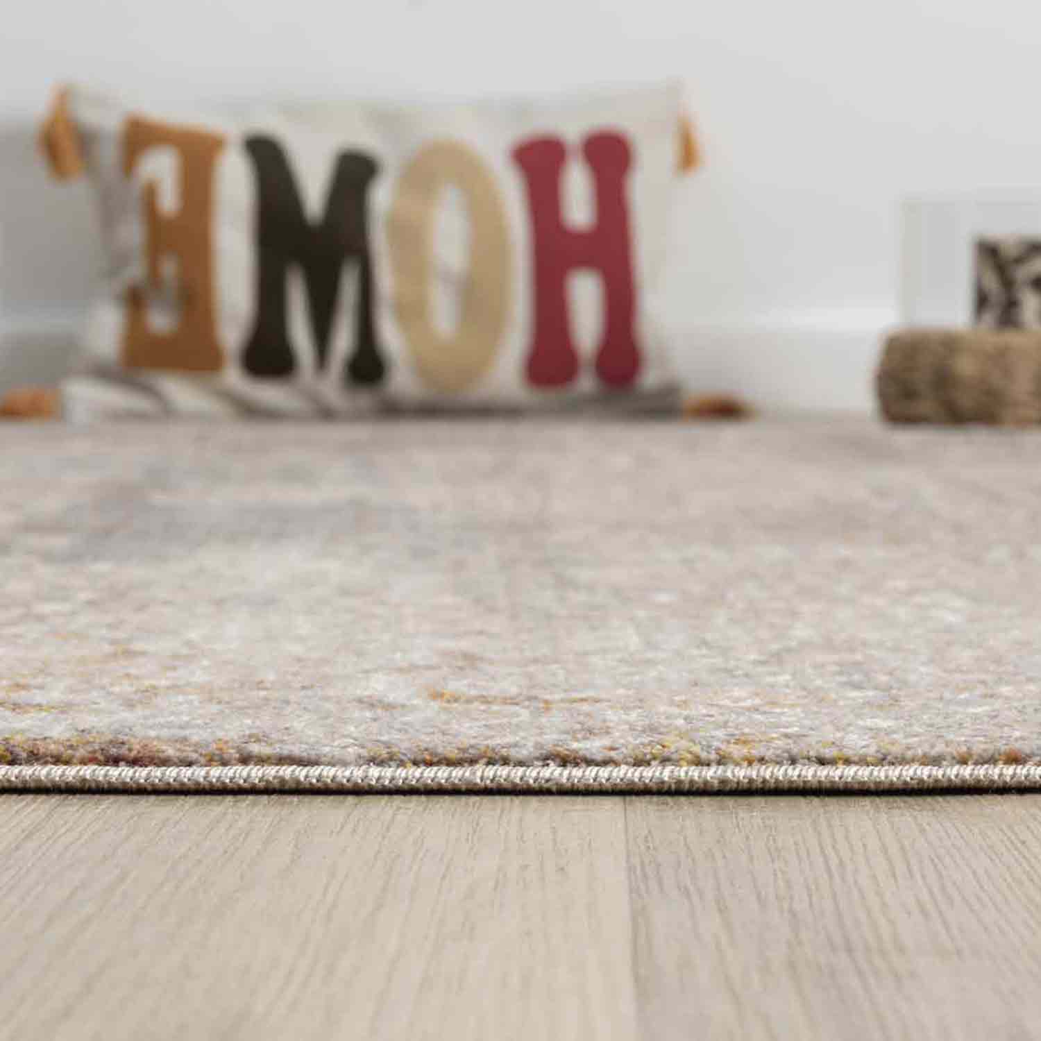 Bej Kahve Soyut Eskitme Desenli Halı-Pera Halı