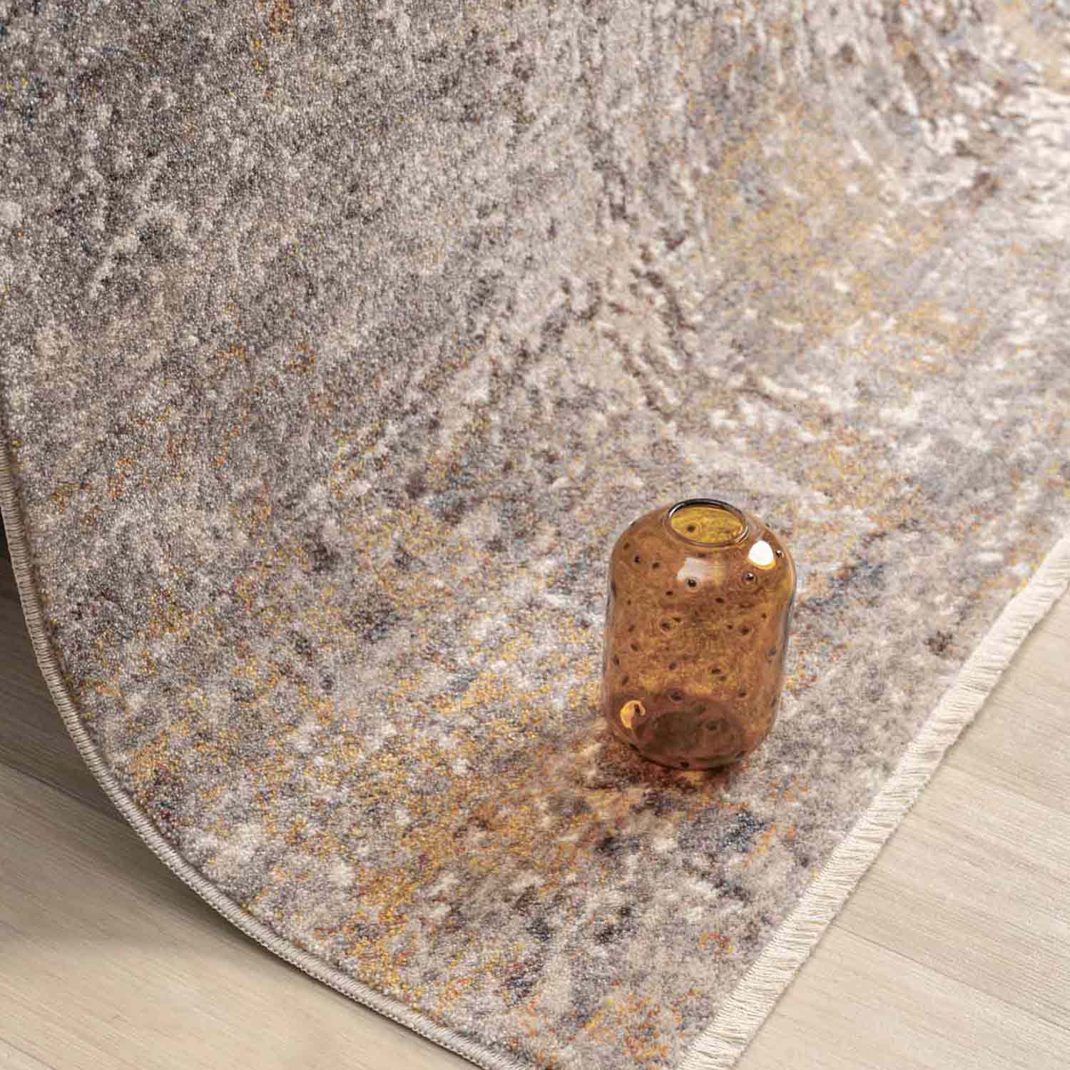 Bej Kahve Soyut Eskitme Desenli Halı-Pera Halı