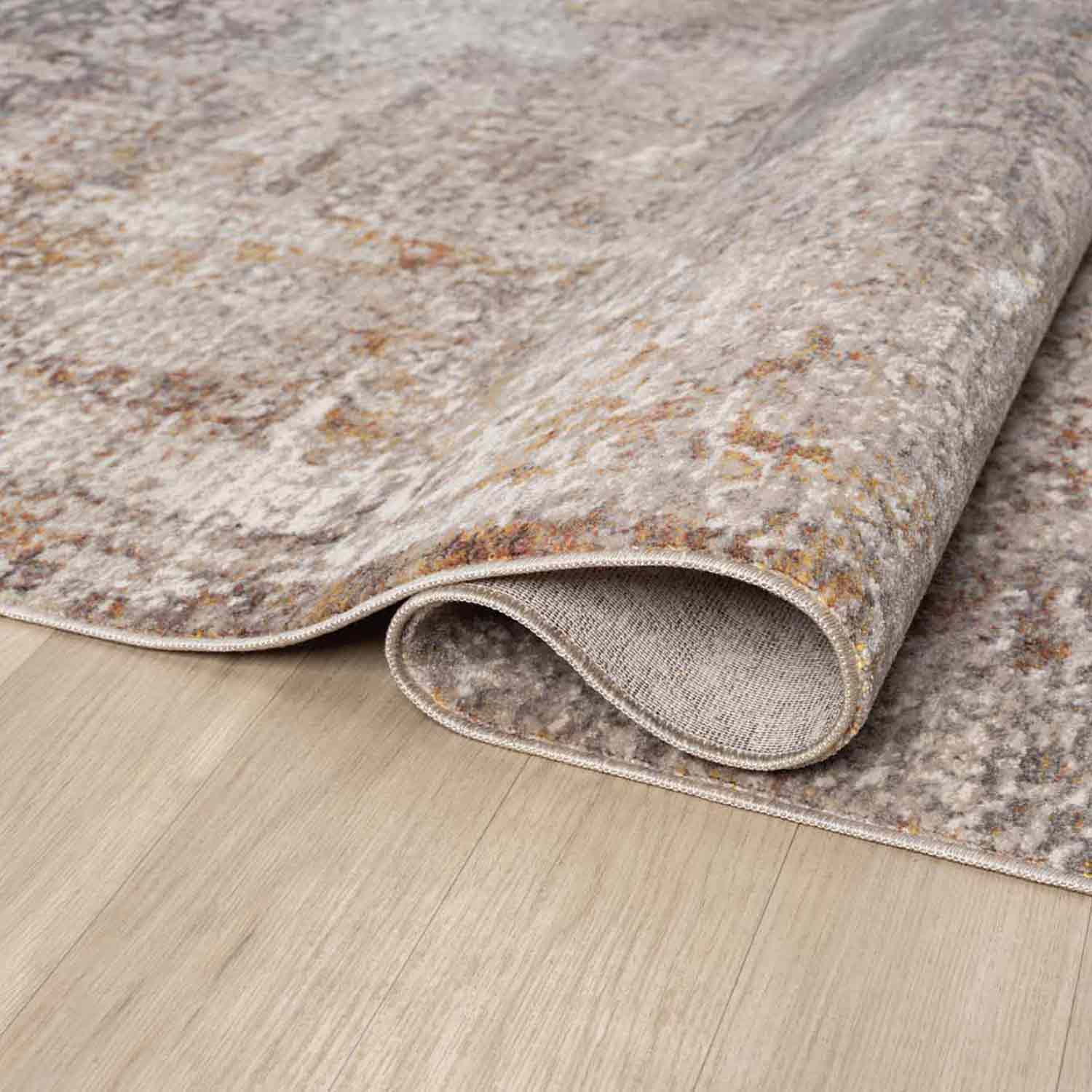 Bej Kahve Soyut Eskitme Desenli Halı-Pera Halı