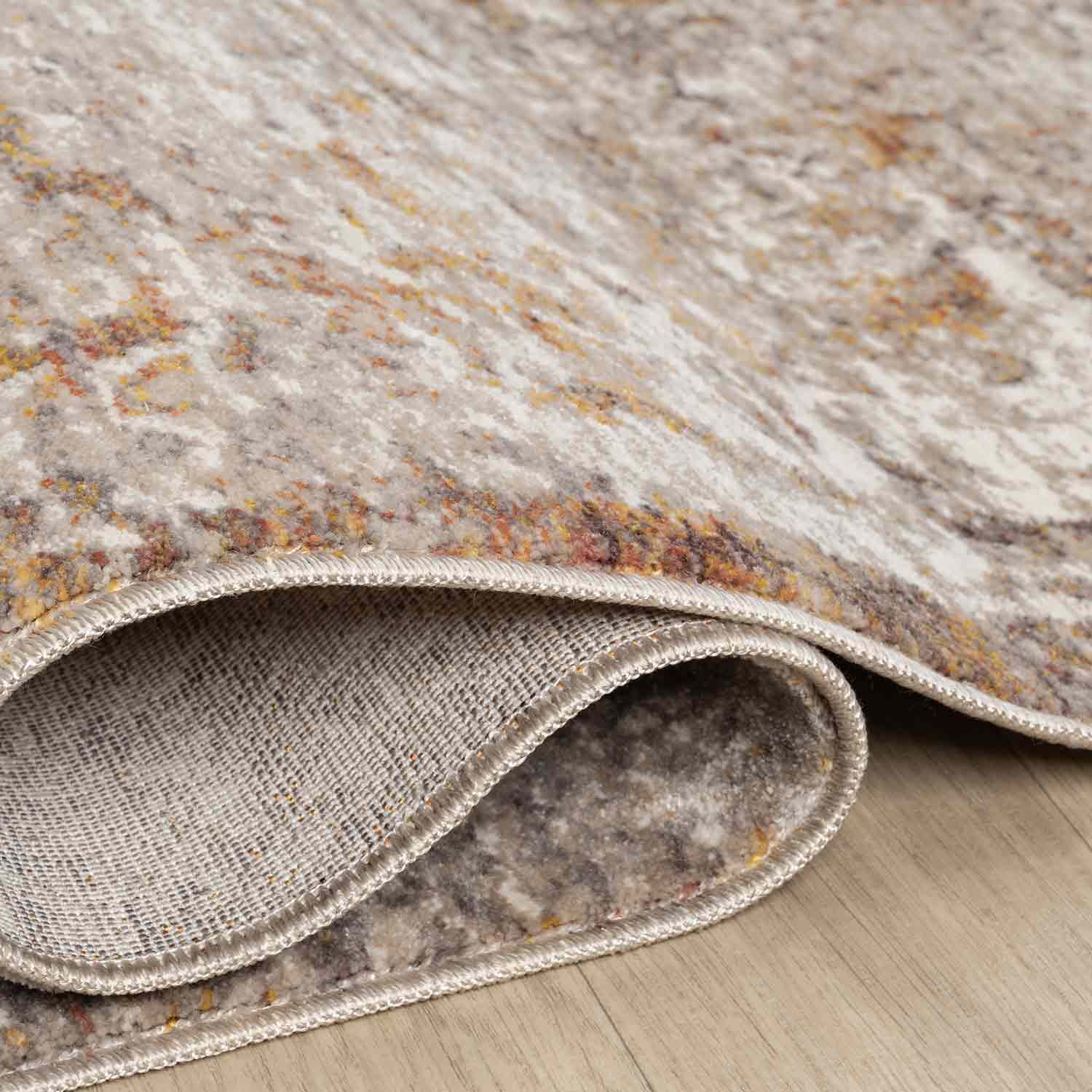 Bej Kahve Soyut Eskitme Desenli Halı-Pera Halı