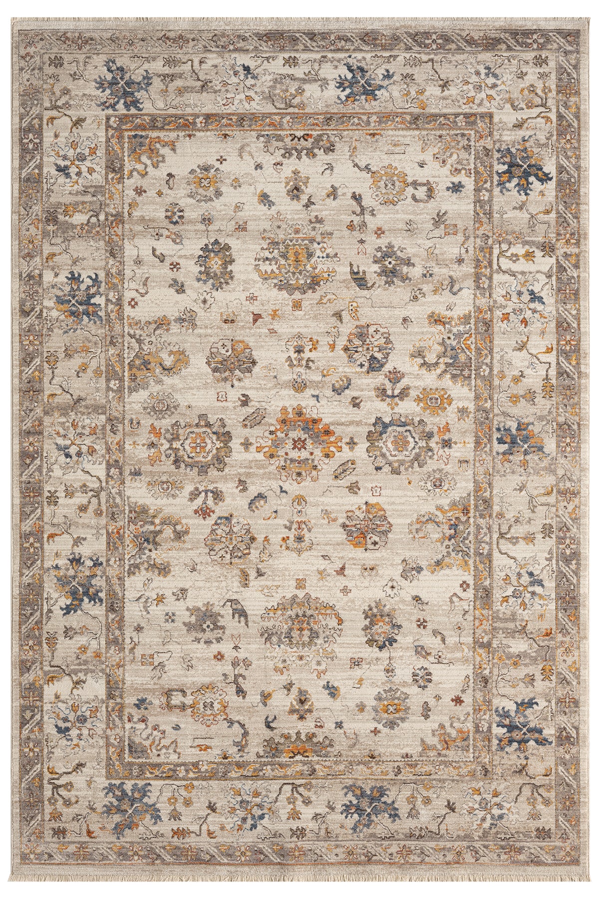 Bej Kahve Soyut Eskitme Desenli Uşak Halı-Pera Halı