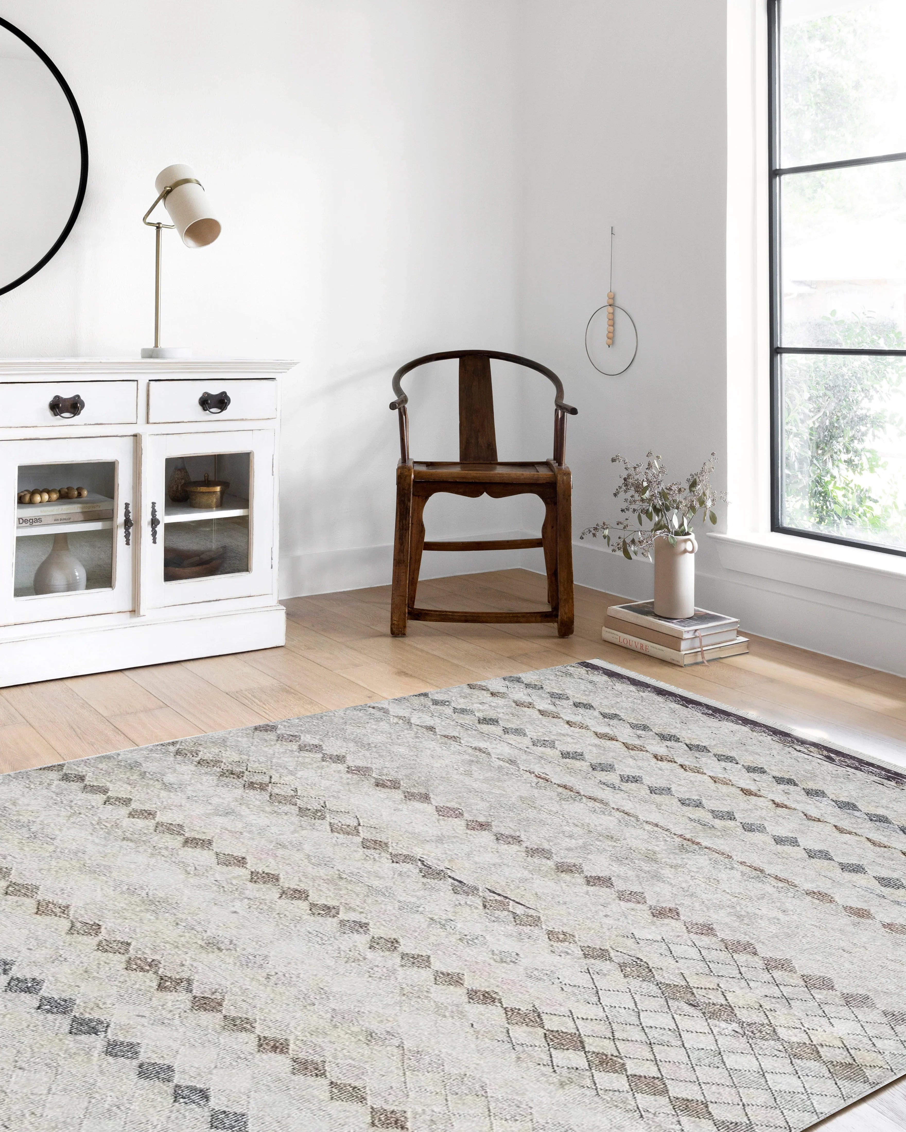 Bej Kahverengi Geometrik Antik Vintage Halı-Pera Halı