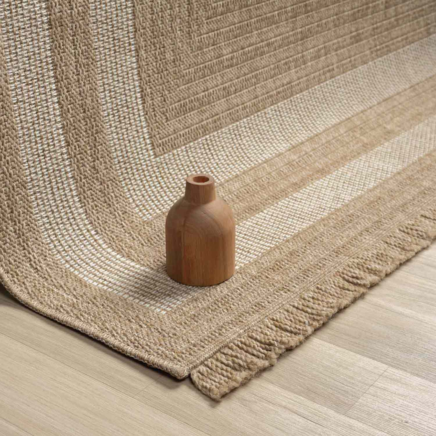 Bej Krem Dikdörtgen Desenli Modern Halı-Pera Halı