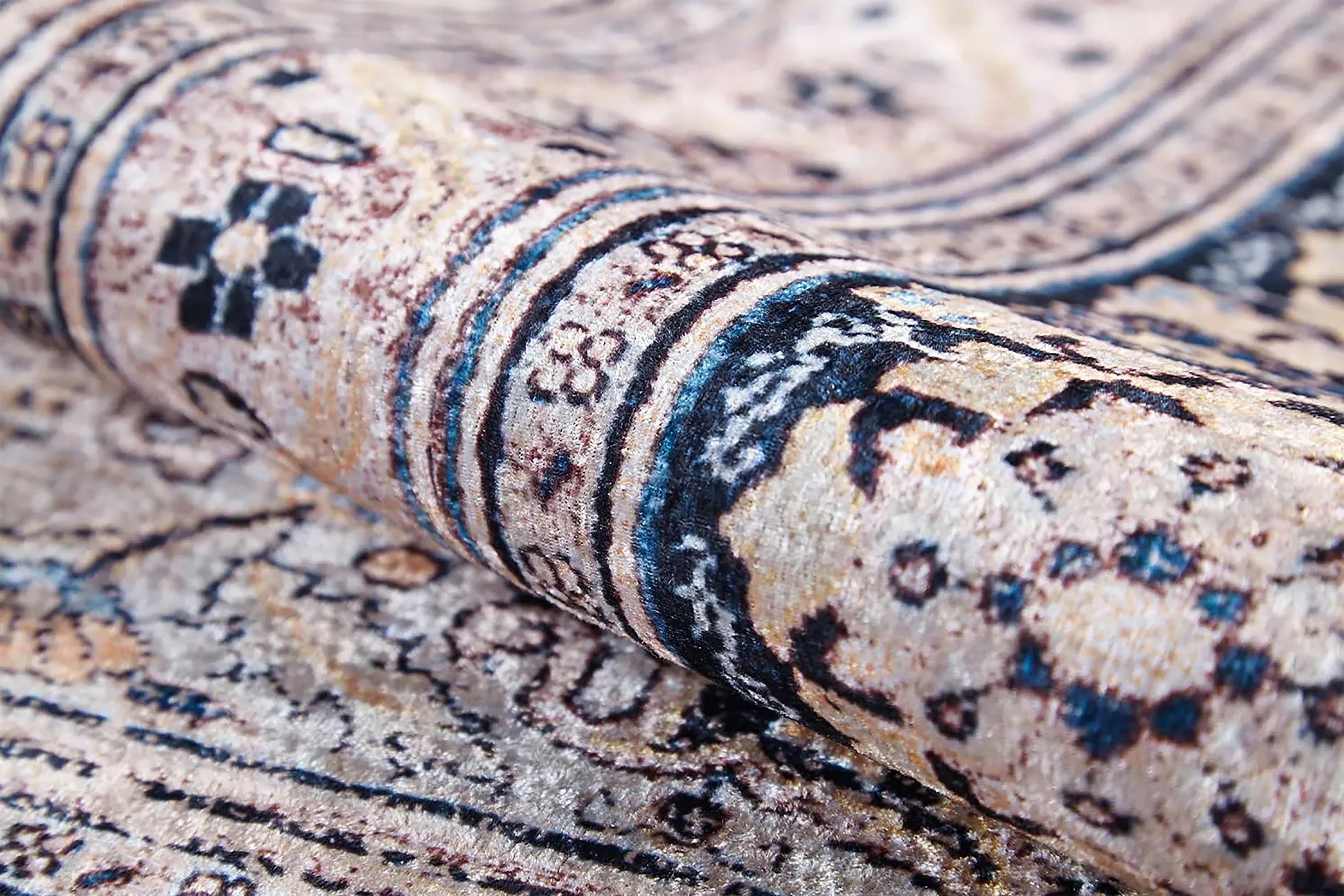 Bej Madalyon Geometrik Halı-Pera Halı