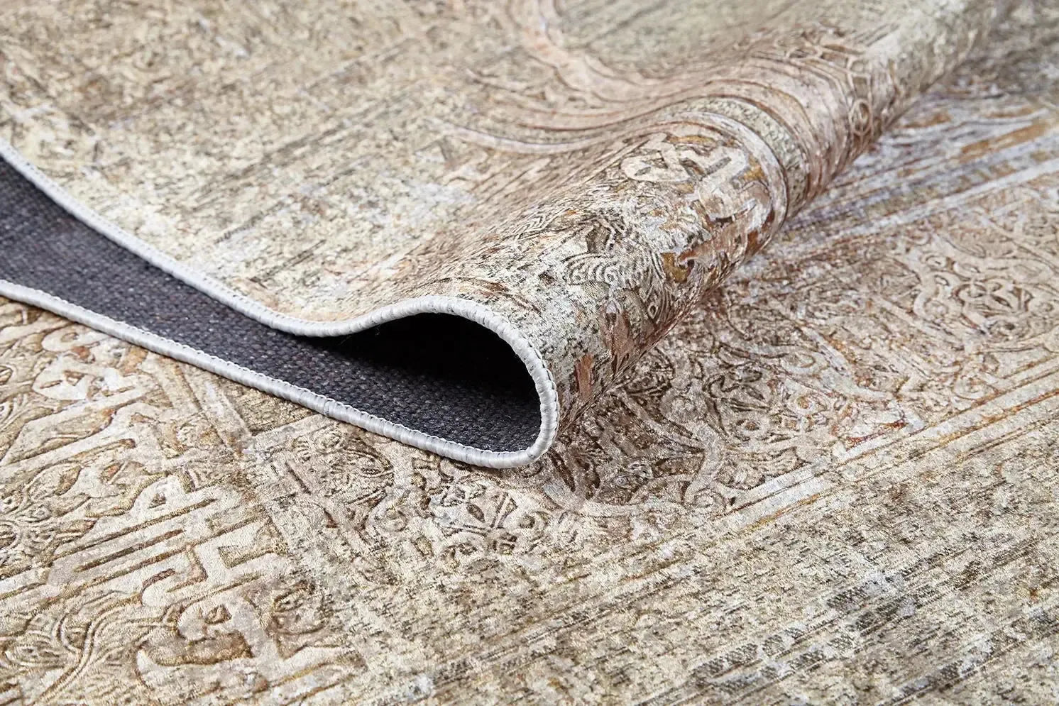 Bej Oval Motifli Modern Halı-Pera Halı