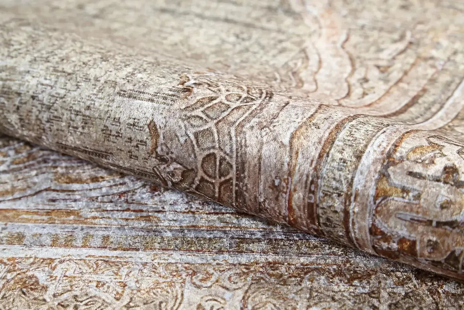 Bej Oval Motifli Modern Halı-Pera Halı