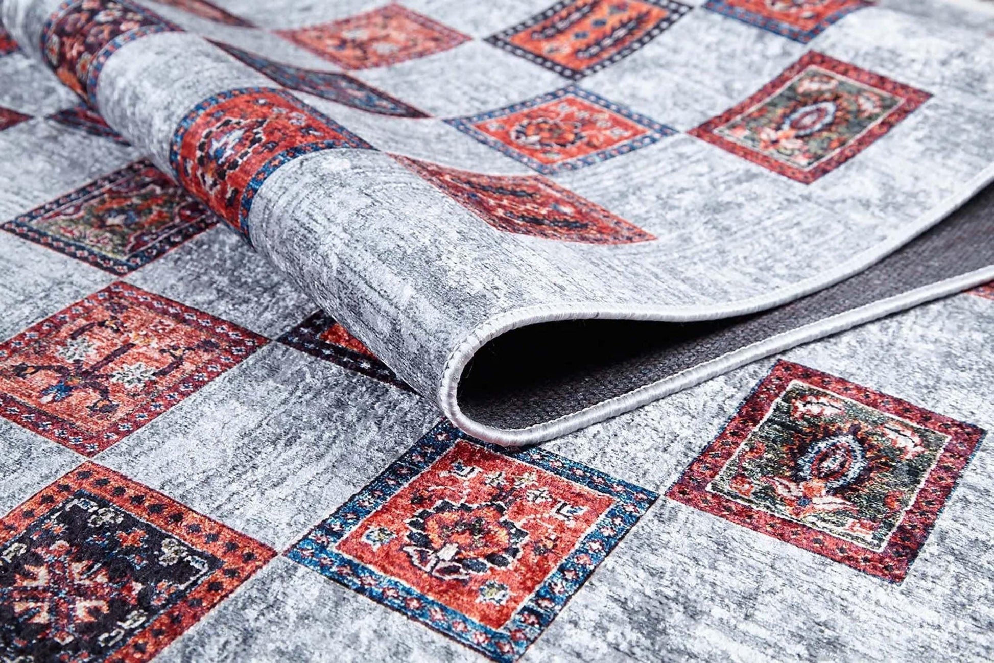 Bej Pembe Gri Geometrik Desenli Halı-Pera Halı