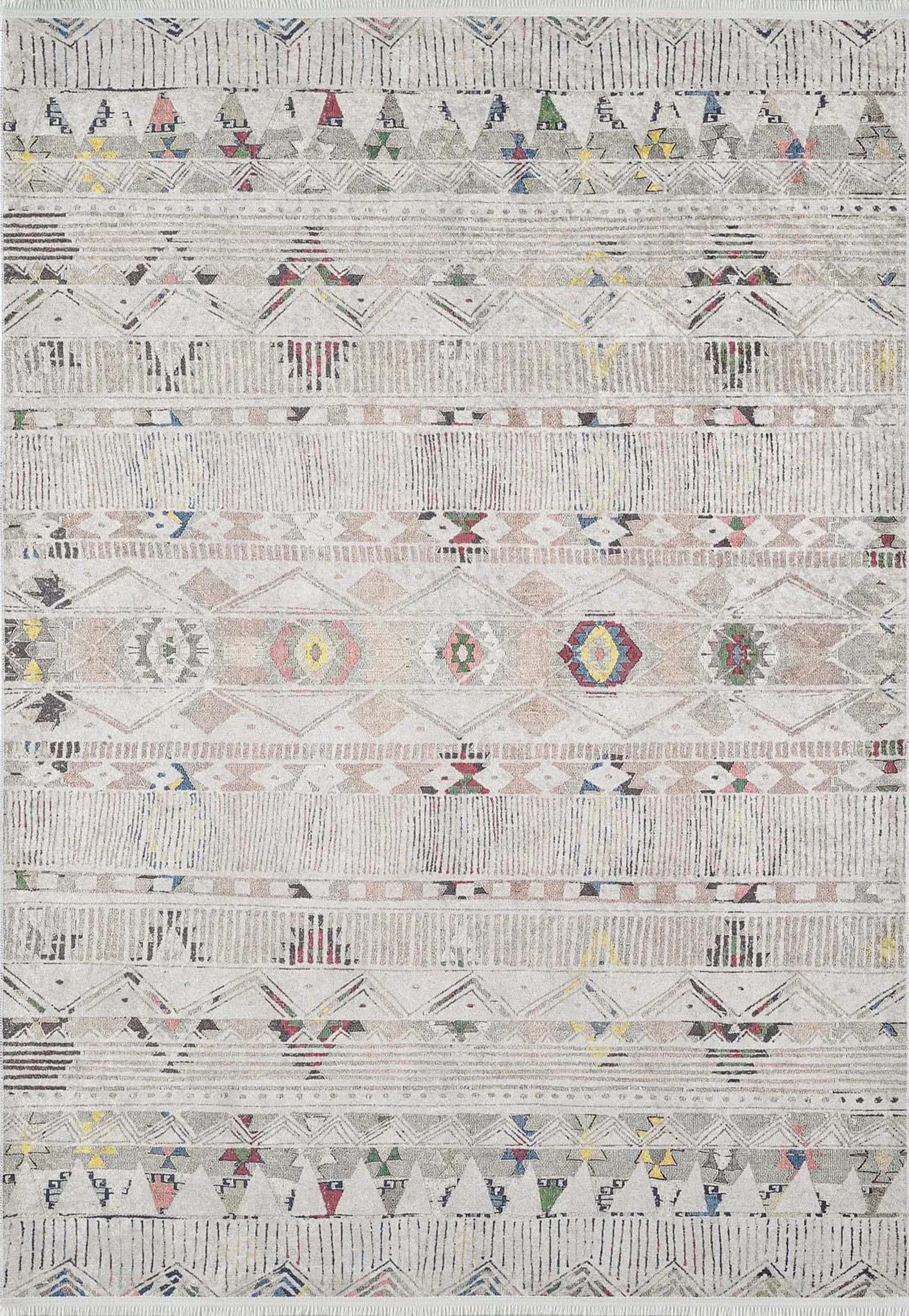 Bej Renkli Motifli Bohem Halı-Pera Halı