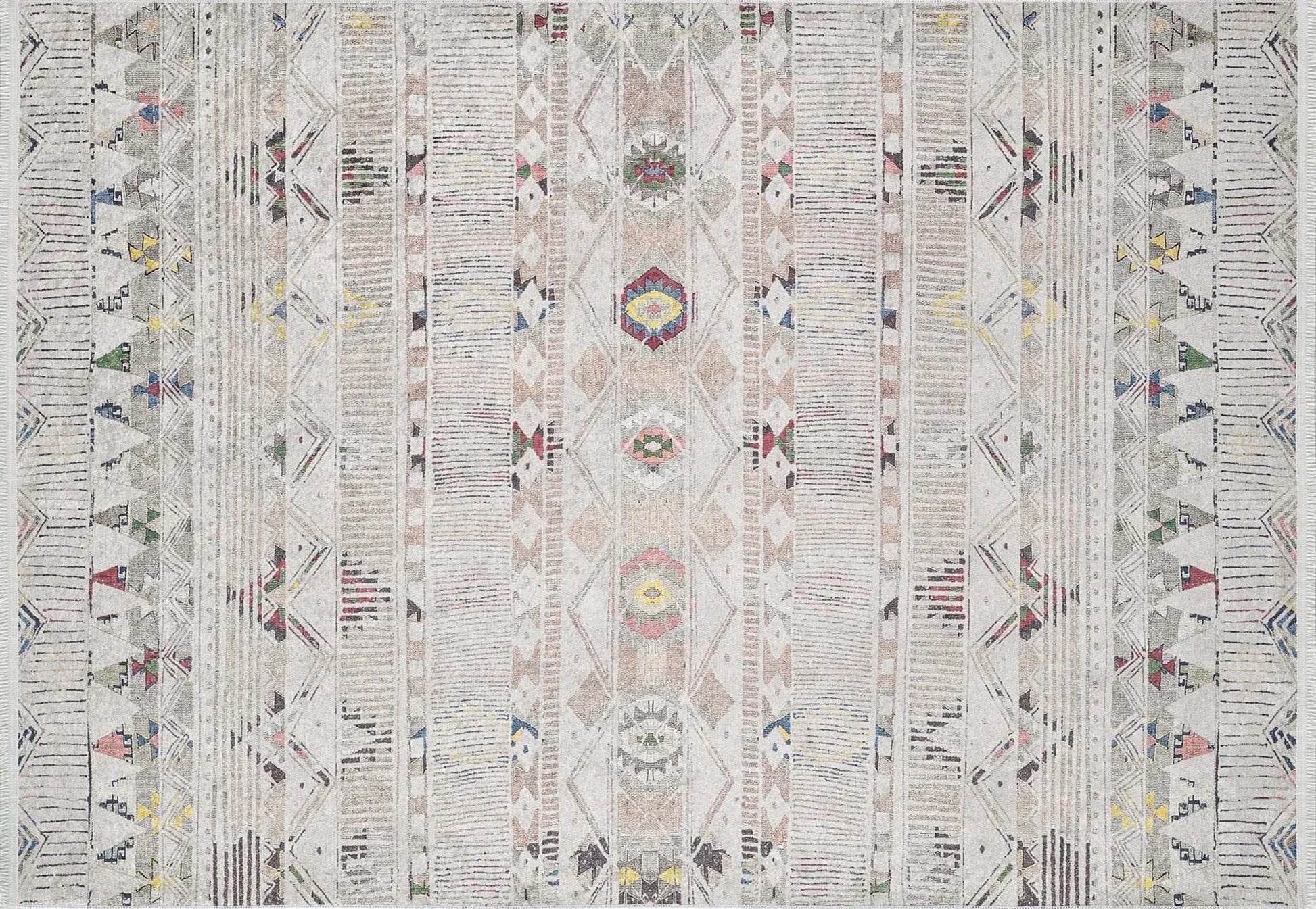 Bej Renkli Motifli Bohem Halı-Pera Halı