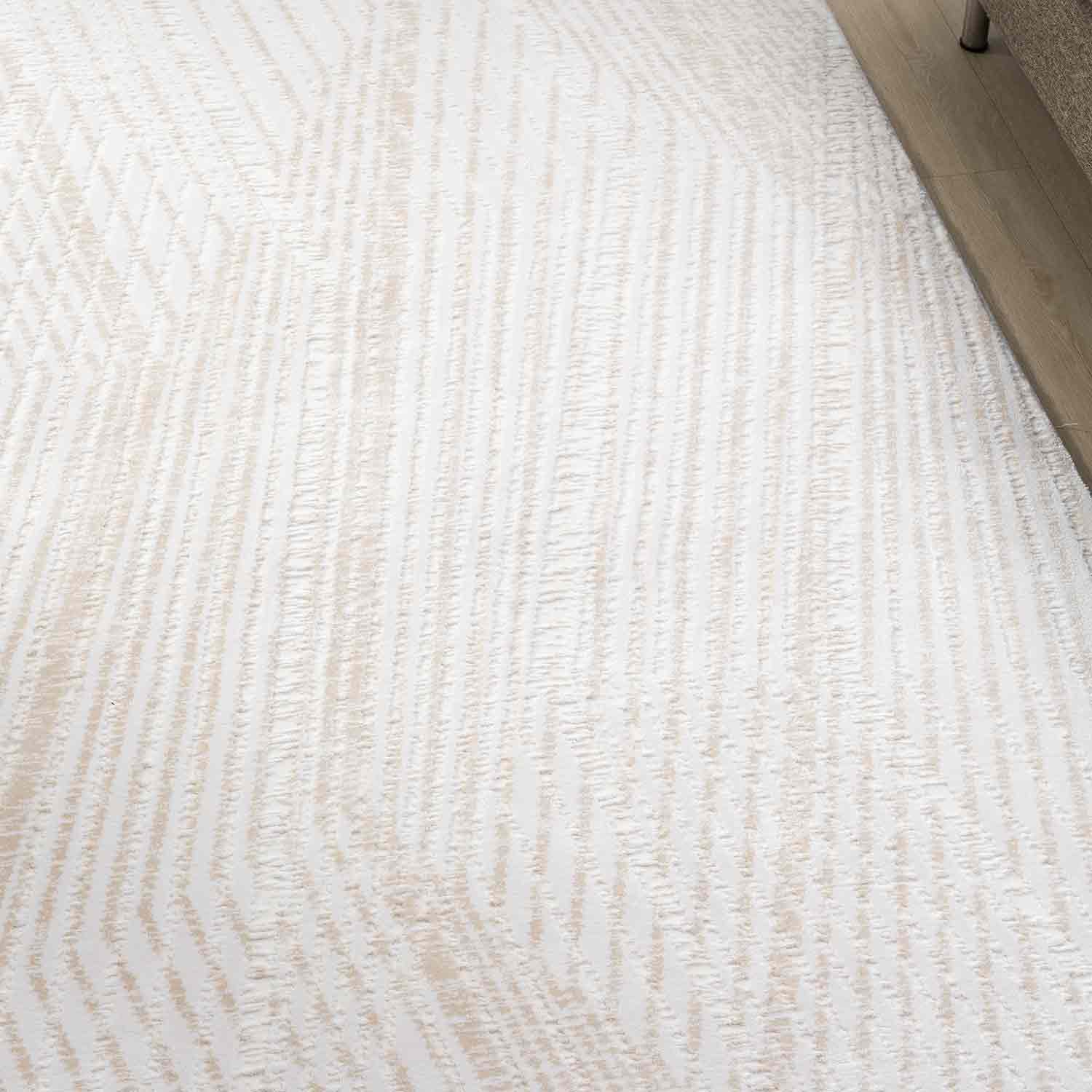 Bej Ton Sür Ton Kabartmalı Zikzak Çizgili Halı-Pera Halı