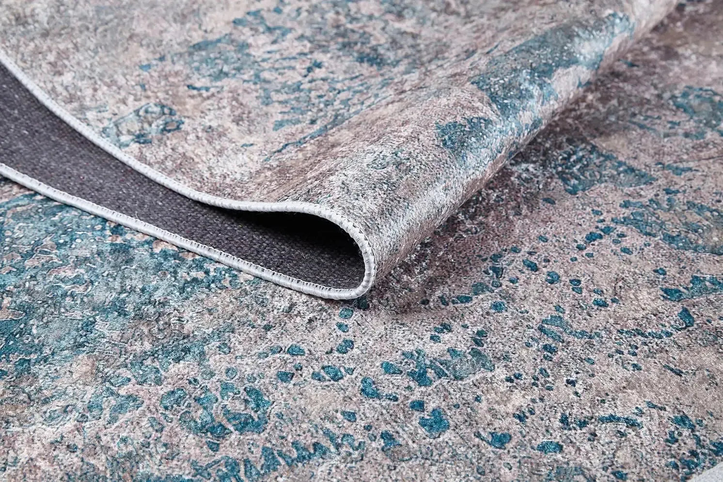 Bej Turkuaz Eskitme Desenli Halı-Pera Halı