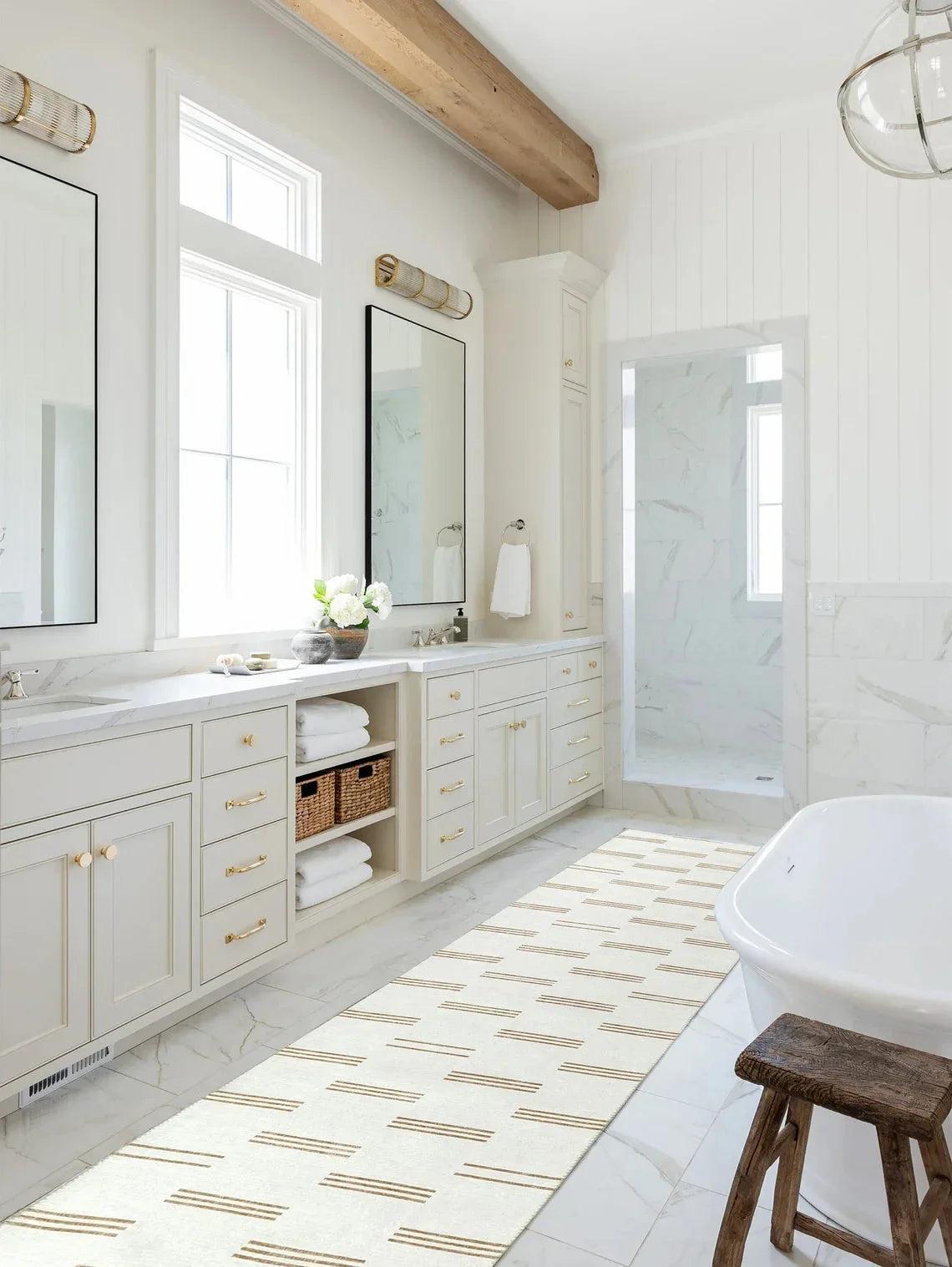 Bej ve Kahverengi Çizgili Nötr Vintage Halı-Pera Halı