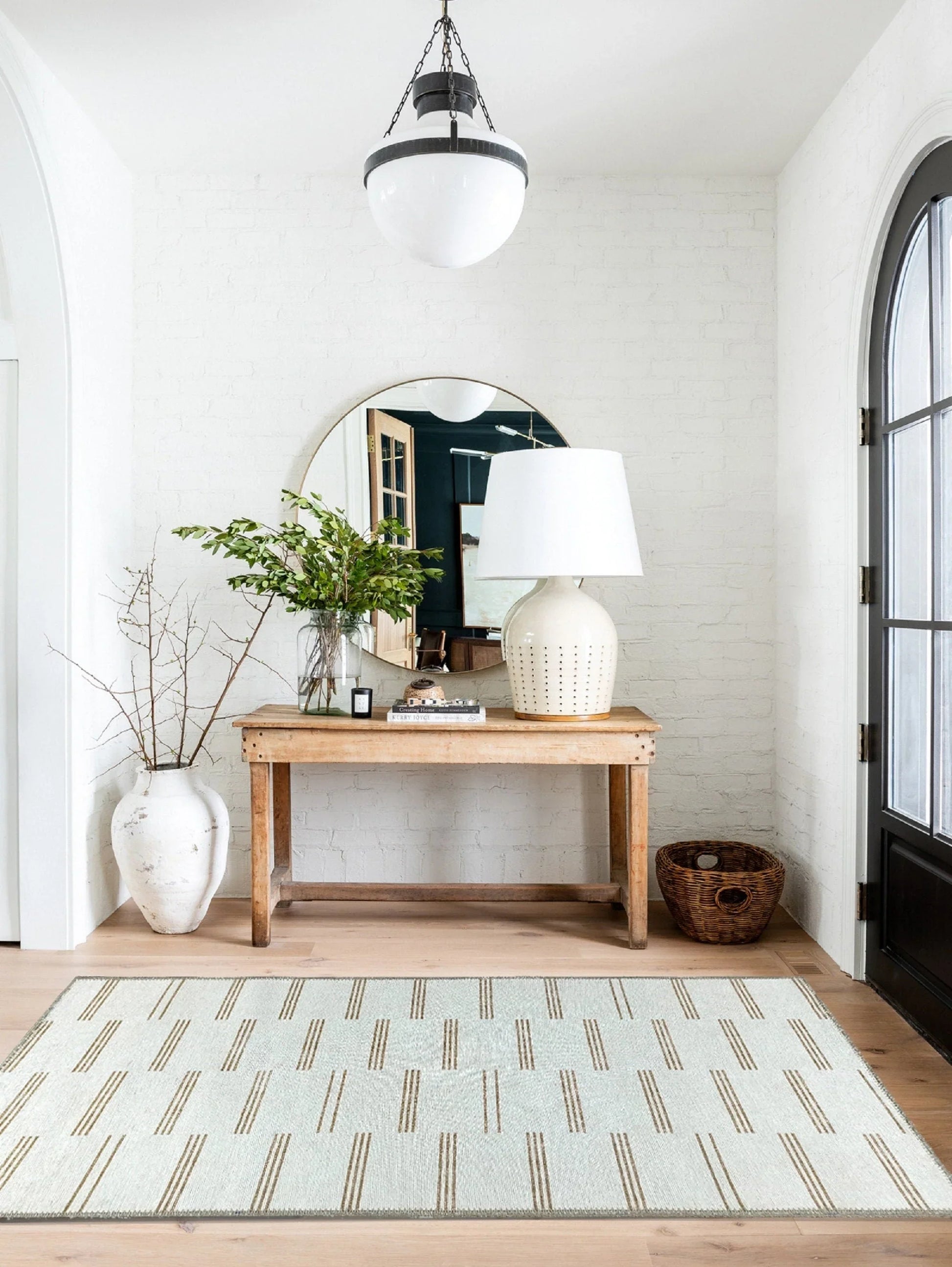 Bej ve Kahverengi Çizgili Nötr Vintage Halı-Pera Halı