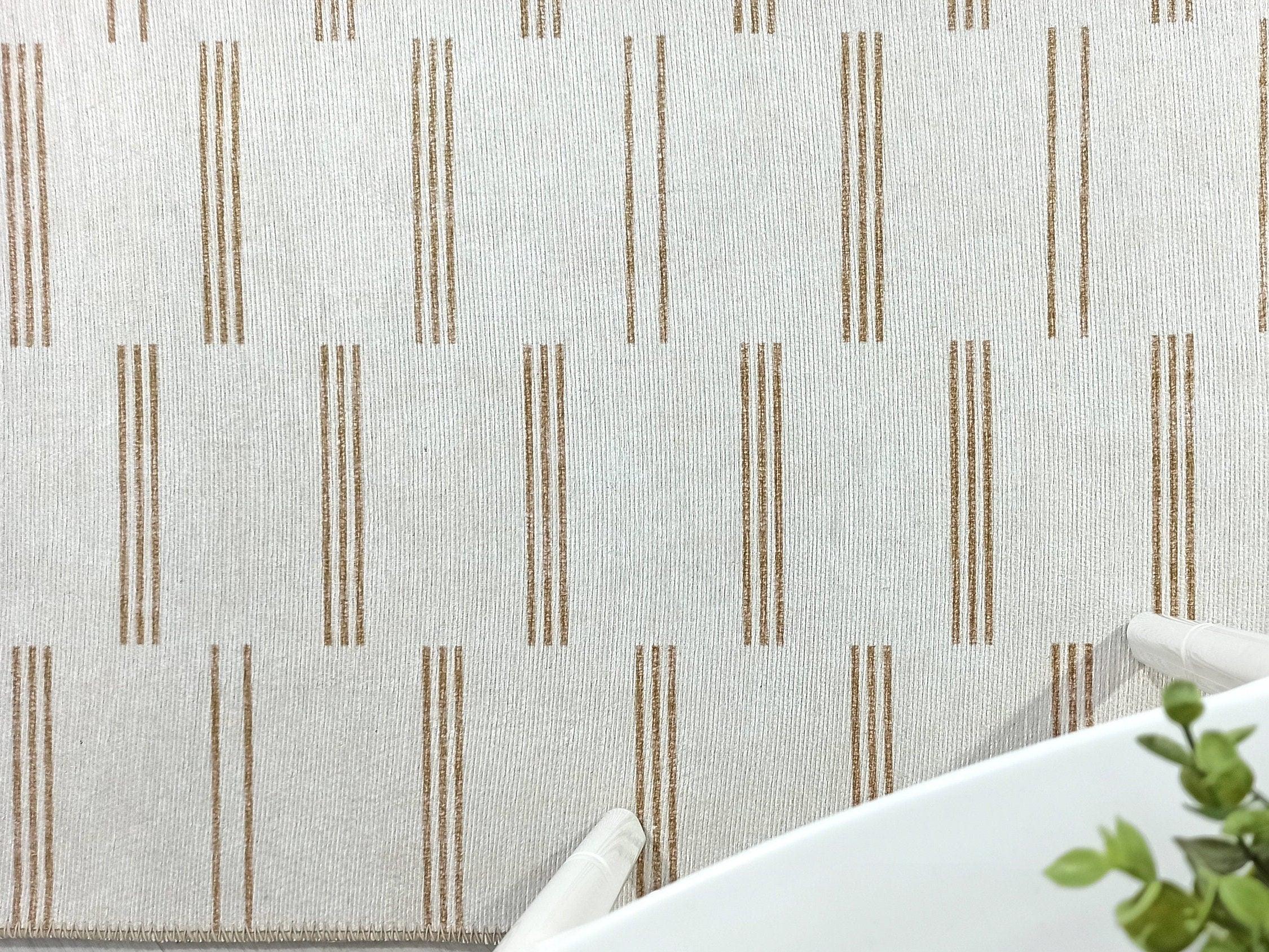 Bej ve Kahverengi Çizgili Nötr Vintage Halı-Pera Halı