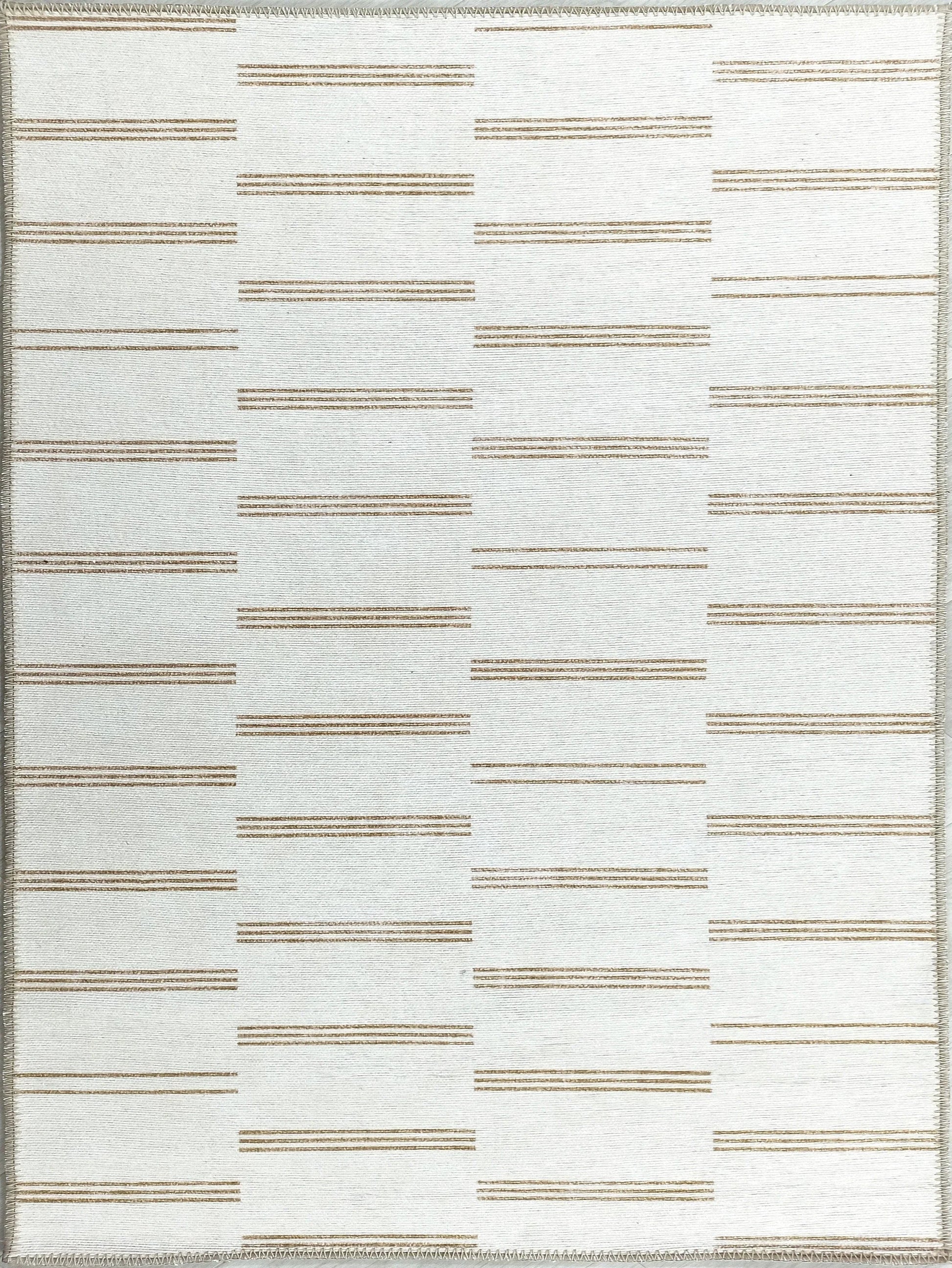 Bej ve Kahverengi Çizgili Nötr Vintage Halı-Pera Halı