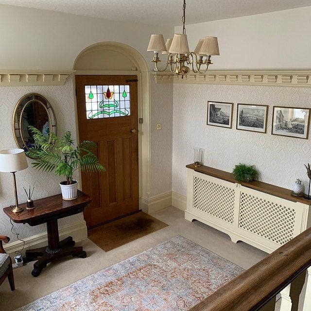 Bej ve Mavi Renkli Eskitilmiş Vintage Halı-Pera Halı