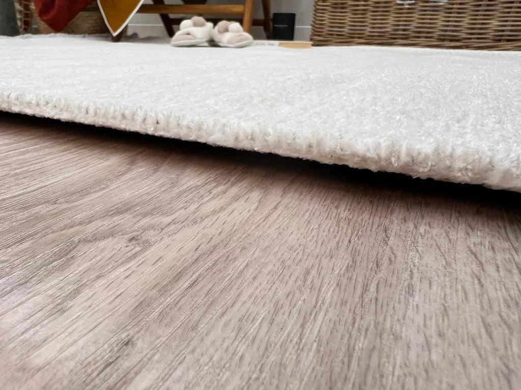 Beyaz Bej Modern Düz Yıkanabilir Antibakteriyel Halı-Pera Halı