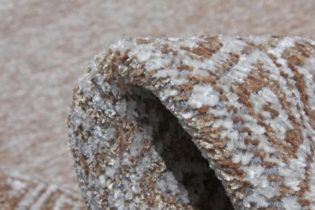 Beyaz Bej Modern Yıkanabilir Antibakteriyel Salon Halısı-Pera Halı