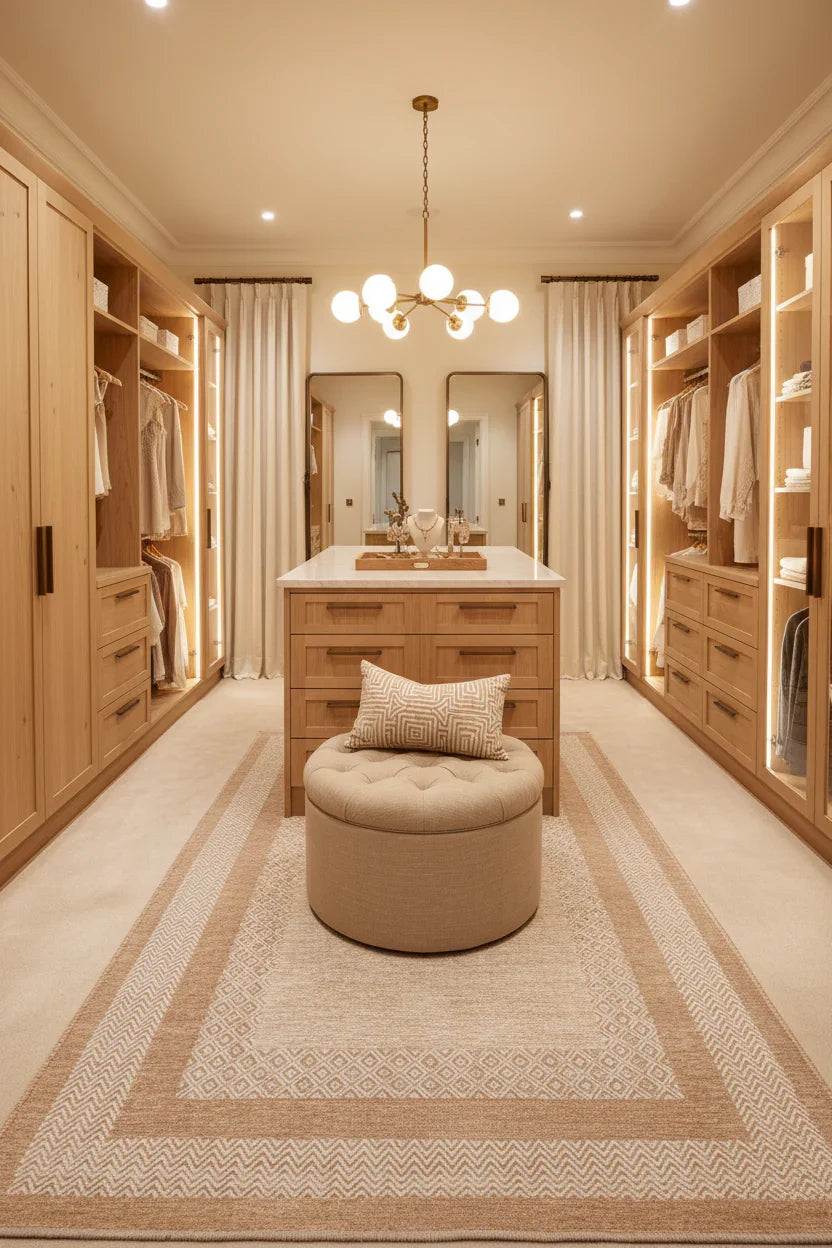 Beyaz Bej Modern Yıkanabilir Antibakteriyel Salon Halısı-Pera Halı