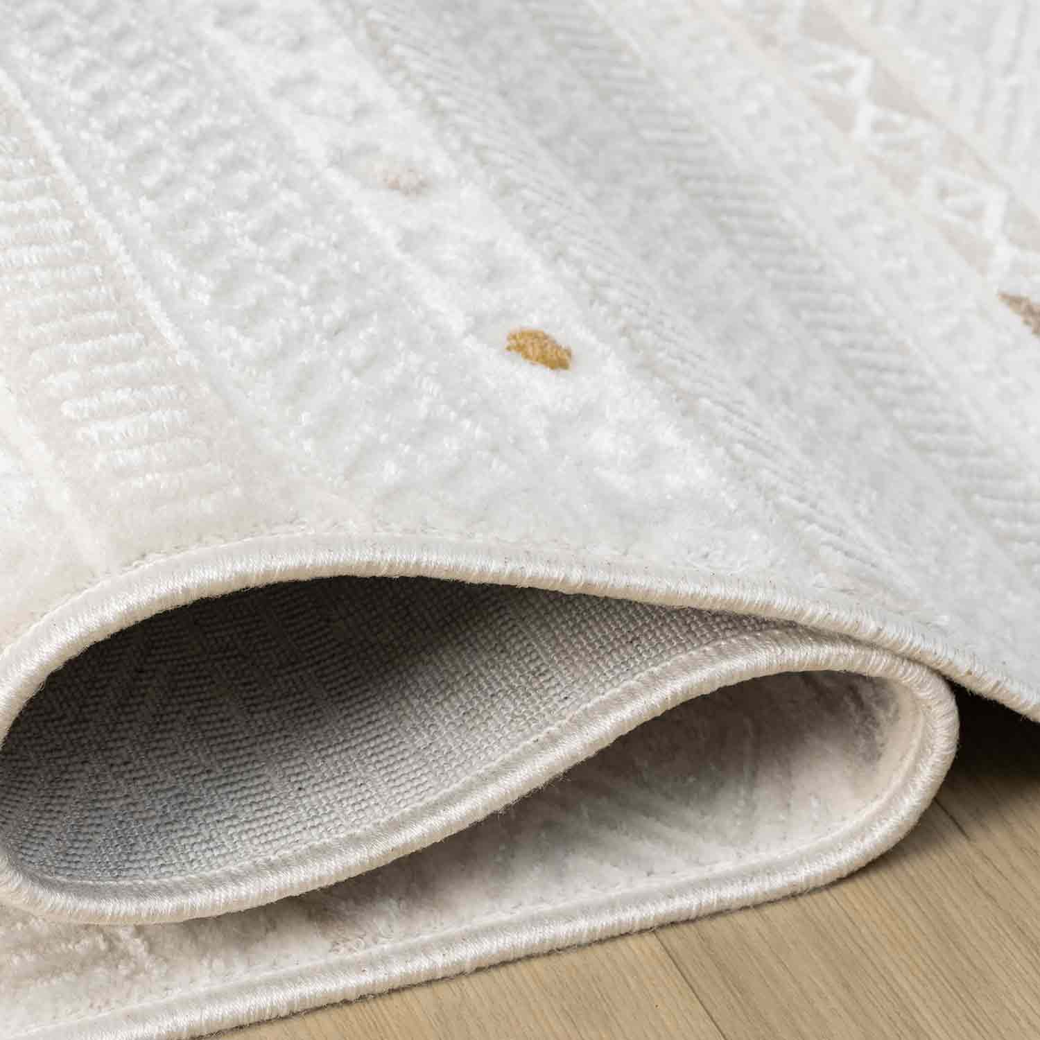 Beyaz Çok Renkli Etnik Şerit Desenli Modern Halı-Pera Halı