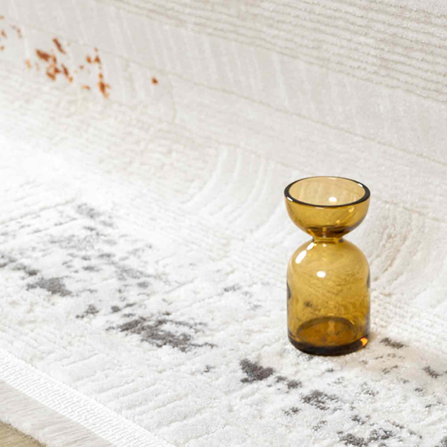 Beyaz Çok Renkli Yatay Blok Desenli Modern Halı-Pera Halı