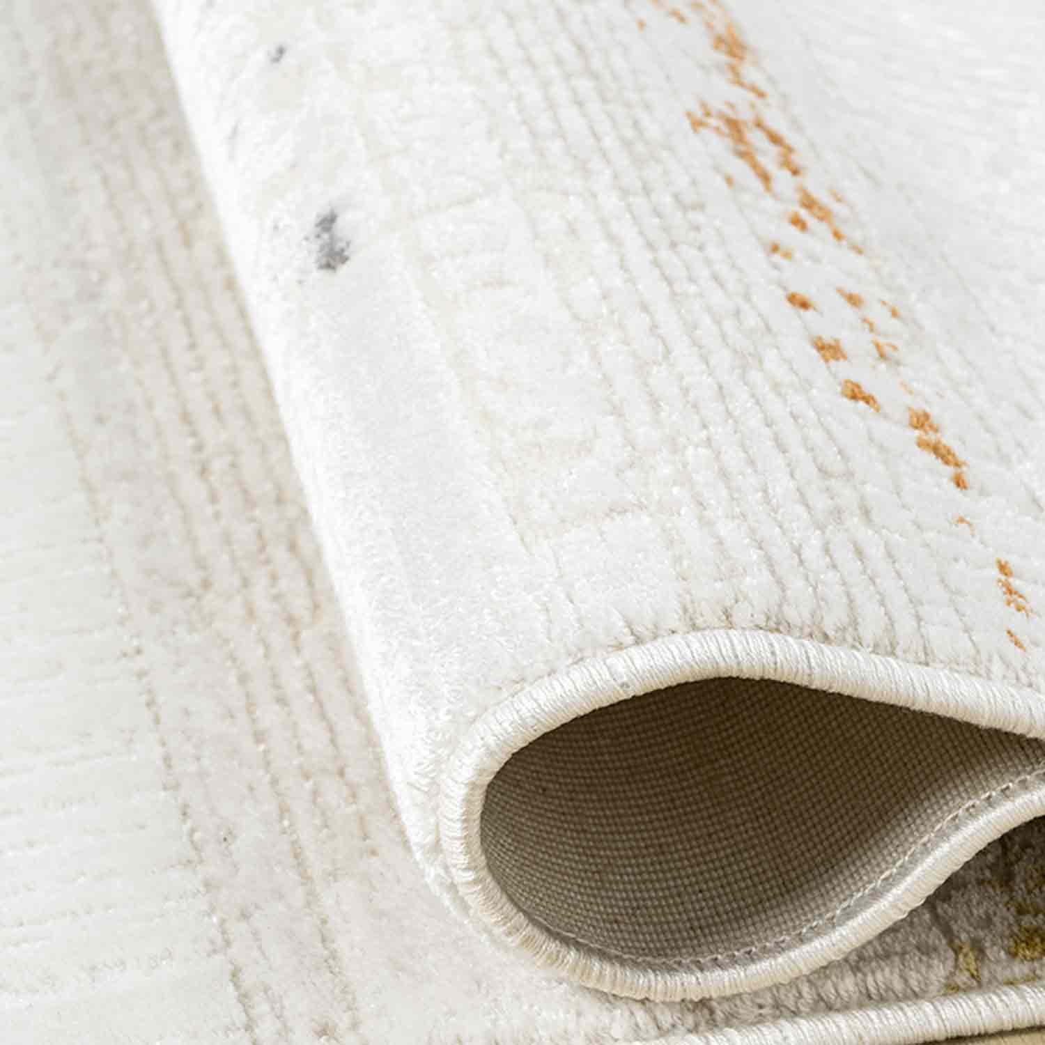 Beyaz Çok Renkli Yatay Blok Desenli Modern Halı-Pera Halı