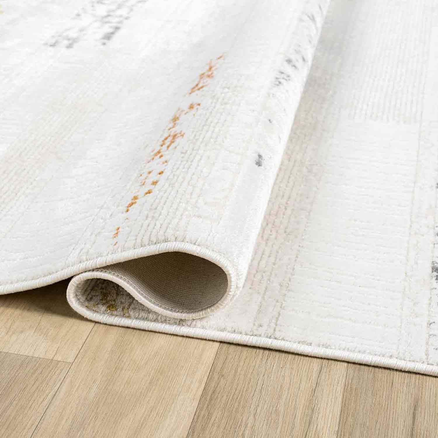 Beyaz Çok Renkli Yatay Blok Desenli Modern Halı-Pera Halı