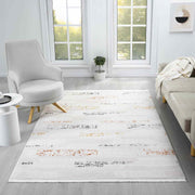 Beyaz Çok Renkli Yatay Blok Desenli Modern Halı-Pera Halı