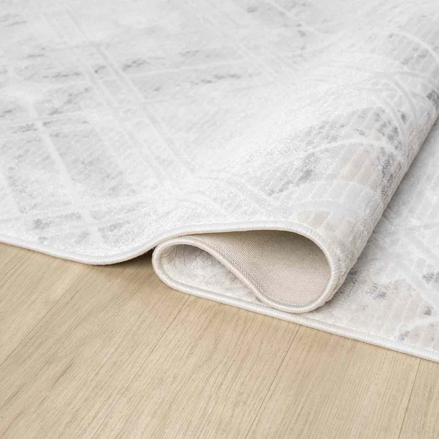 Beyaz Gri Baklava Geometrik Modern Halı-Pera Halı