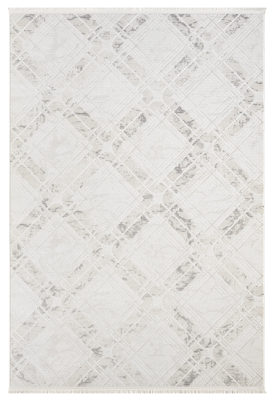 Beyaz Gri Baklava Geometrik Modern Halı-Pera Halı