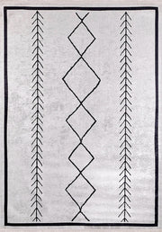 Beyaz Gri Bohem Geometrik İskandinav Desenli Salon Halısı-Pera Halı