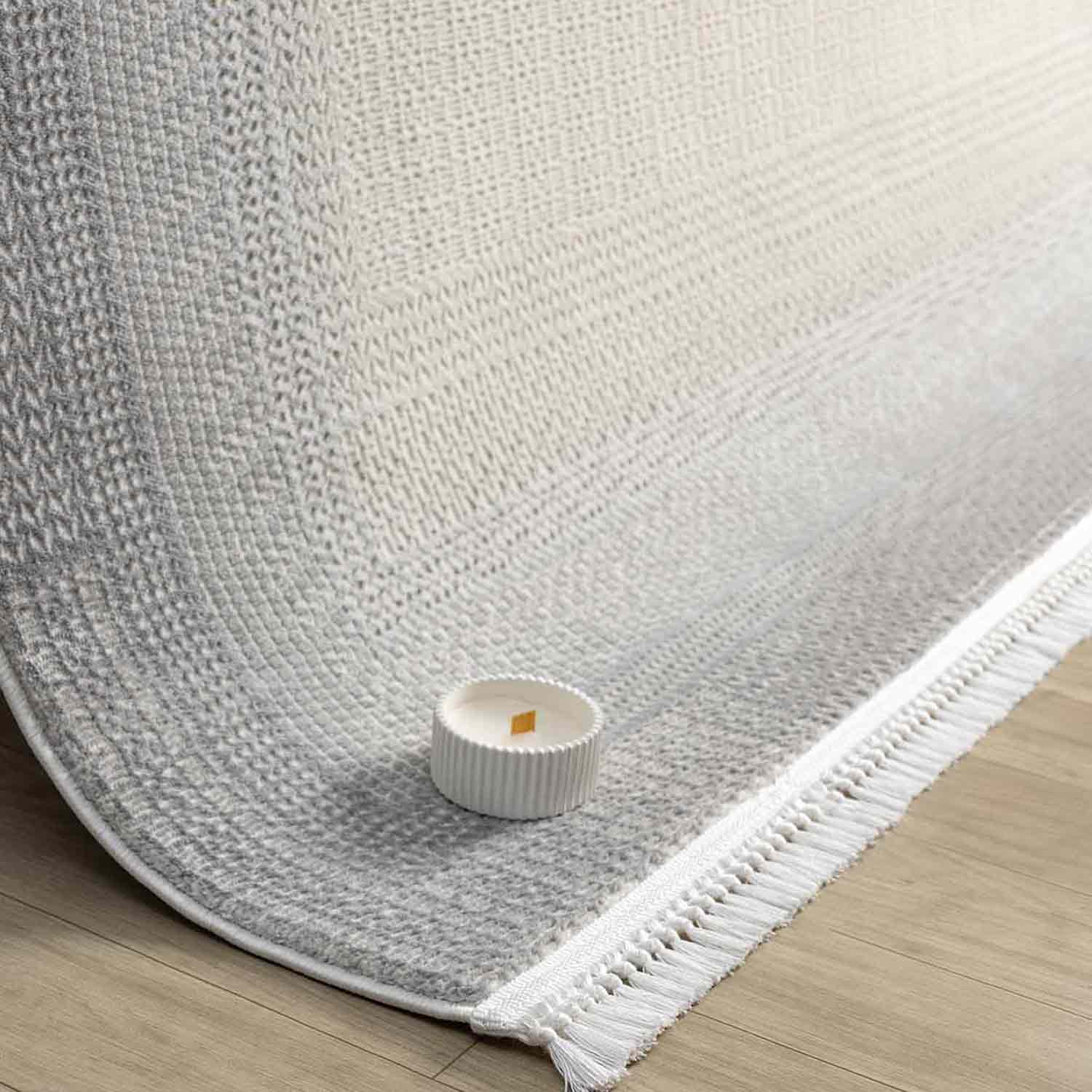 Beyaz Gri Gradien Bordürlü Modern Halı-Pera Halı