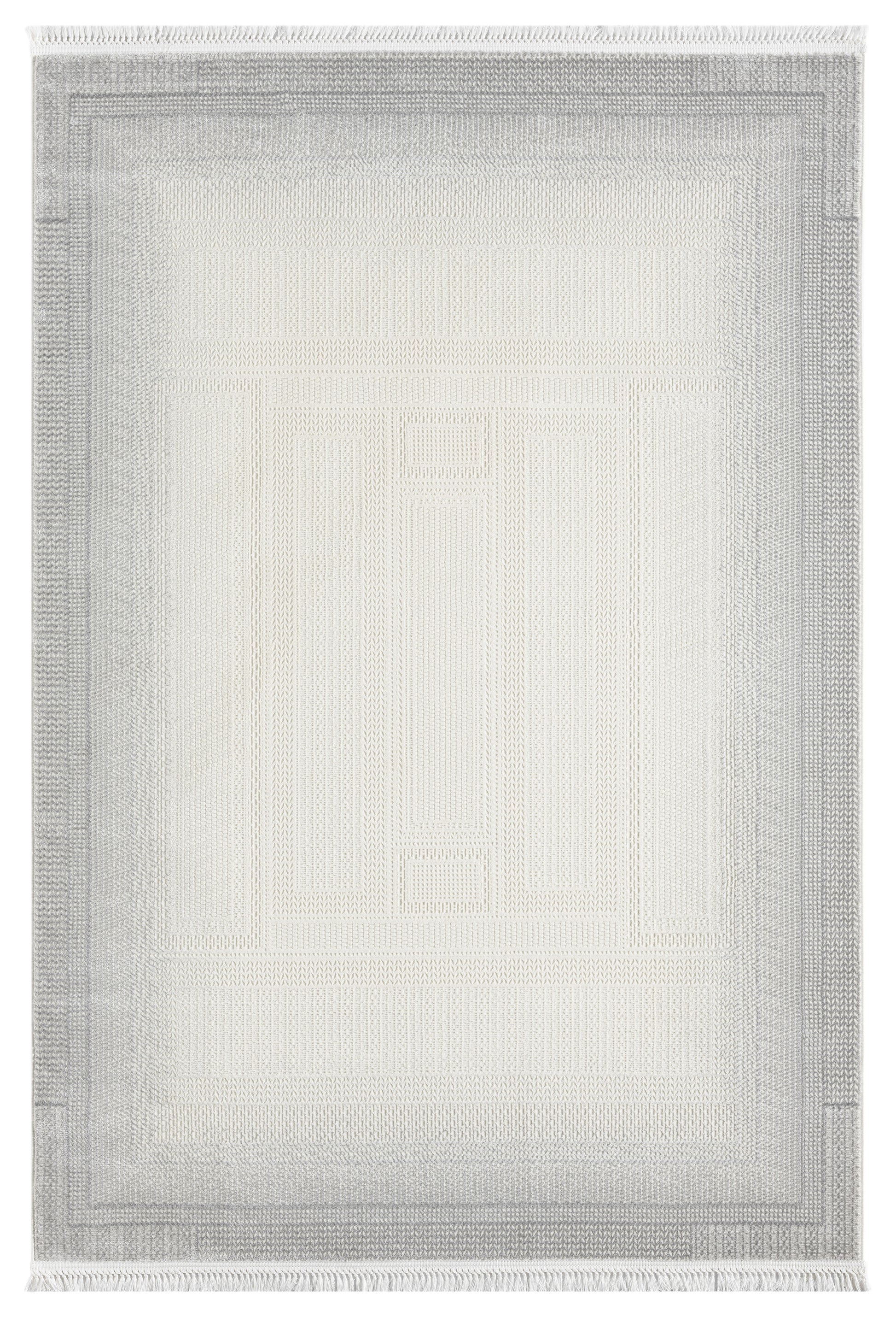 Beyaz Gri Gradien Bordürlü Modern Halı-Pera Halı