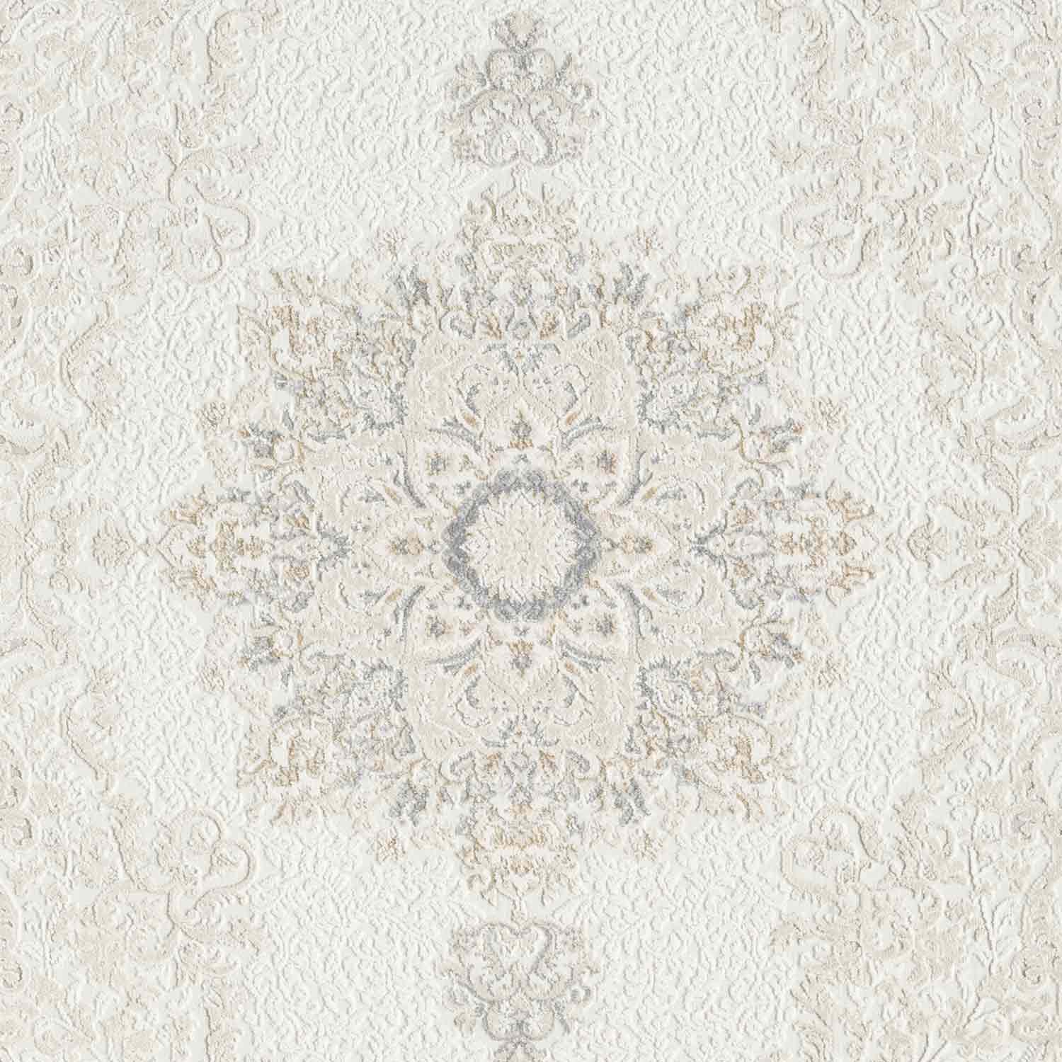 Beyaz Gri Krem Klasik Medallion Halı-Pera Halı