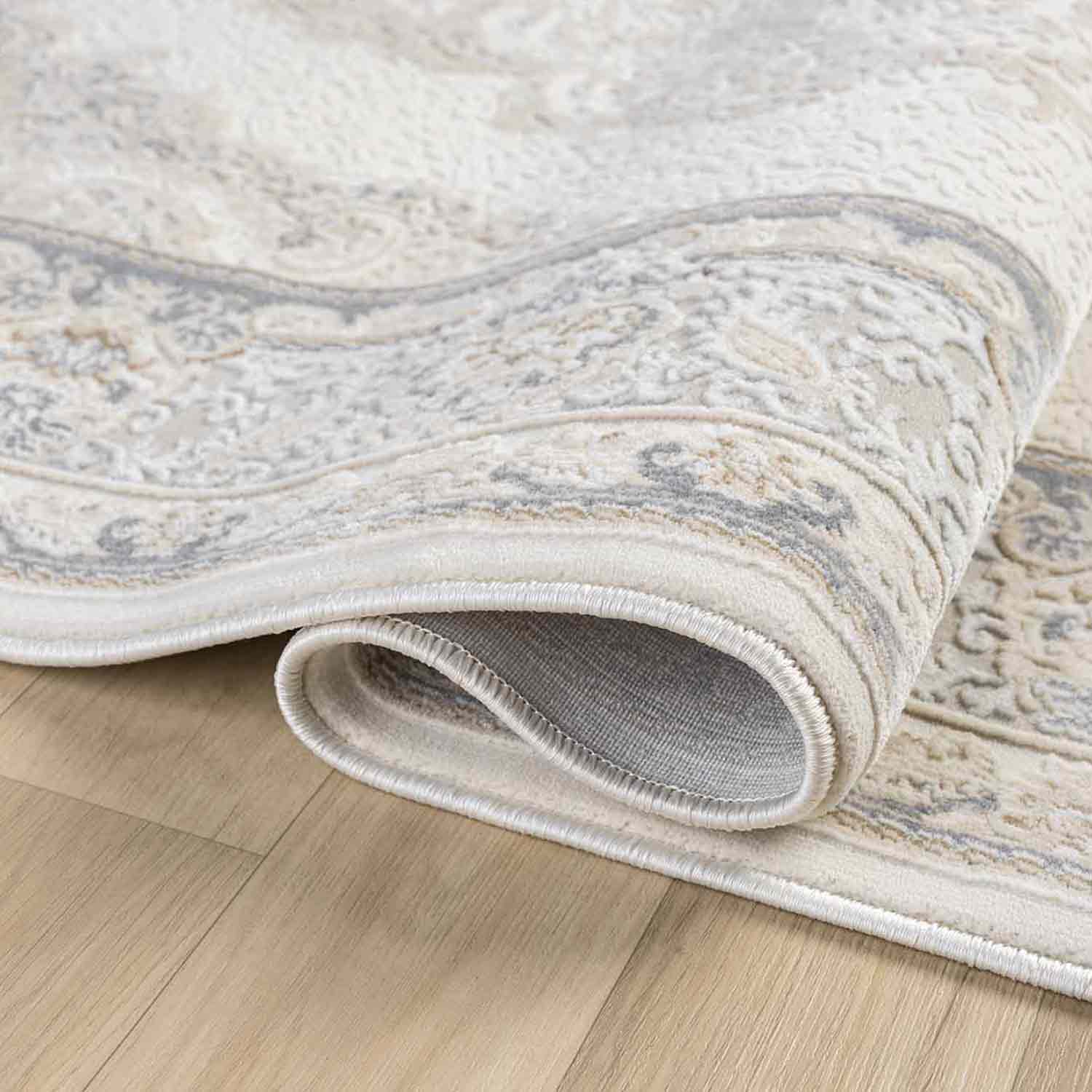 Beyaz Gri Krem Klasik Medallion Halı-Pera Halı