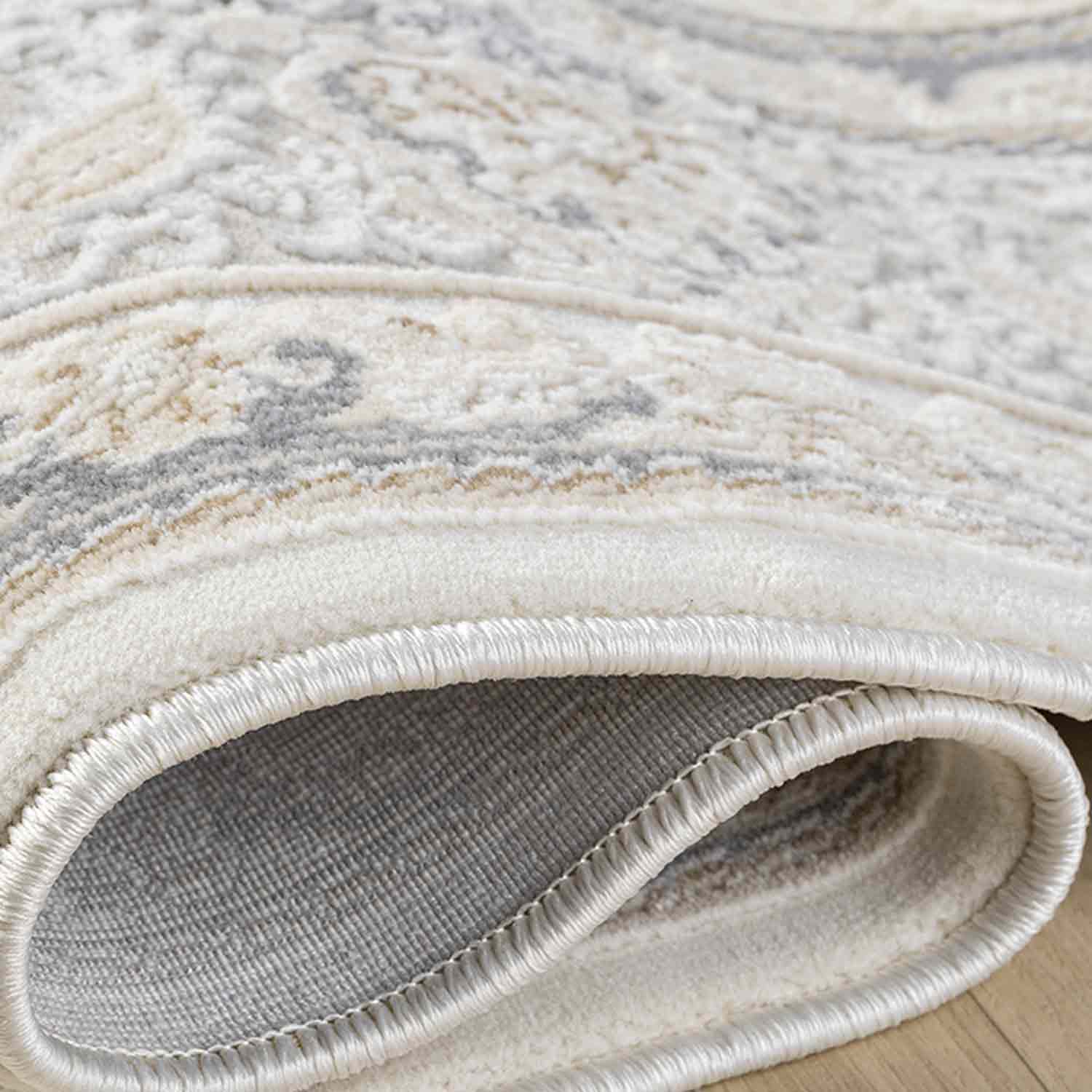 Beyaz Gri Krem Klasik Medallion Halı-Pera Halı