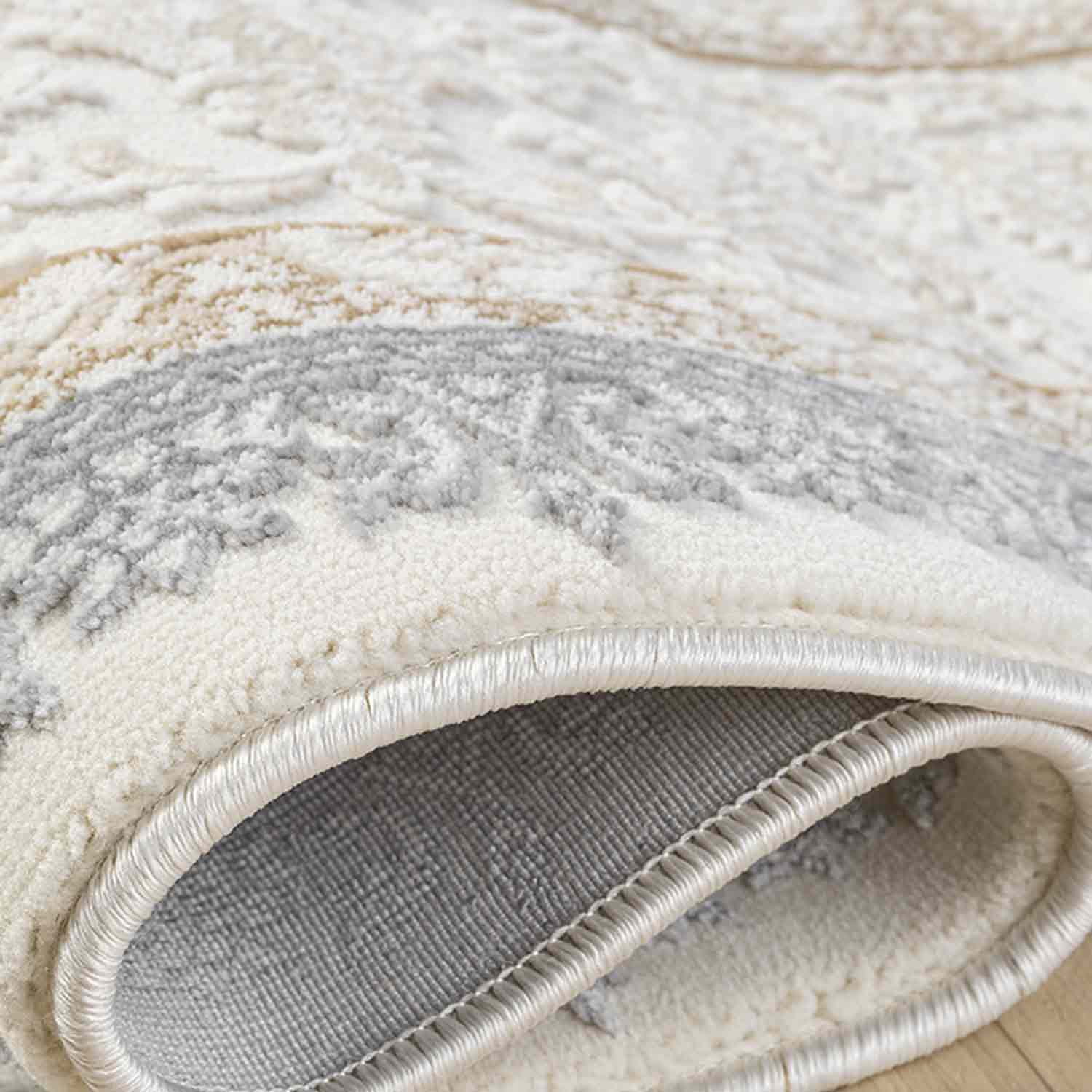 Beyaz Gri Mavi Klasik Medallion Desenli Halı-Pera Halı