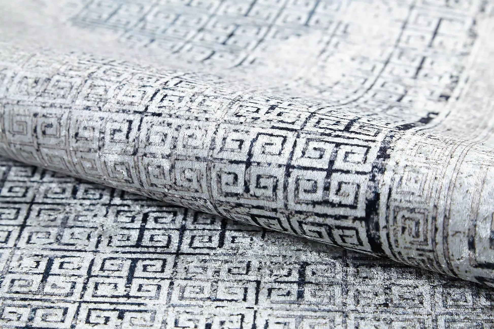 Beyaz Gri Modern Yunan Anahtar Halı-Pera Halı