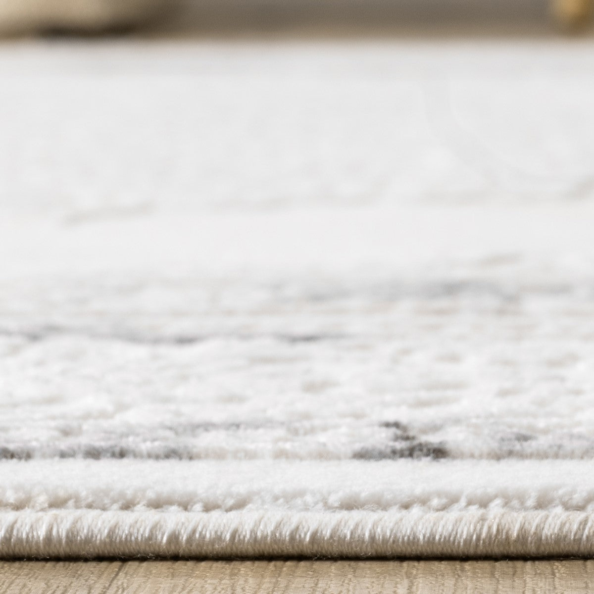 Beyaz Gri Siyah Klasik Madalyon Desenli Halı-Pera Halı