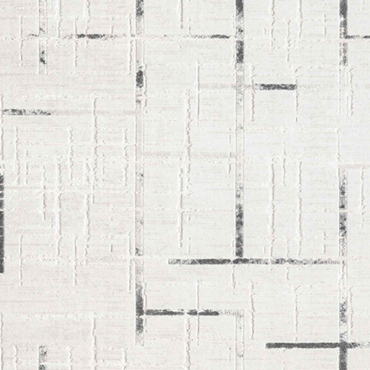 Beyaz Gri Siyah Soyut Çizgili Modern Halı-Pera Halı