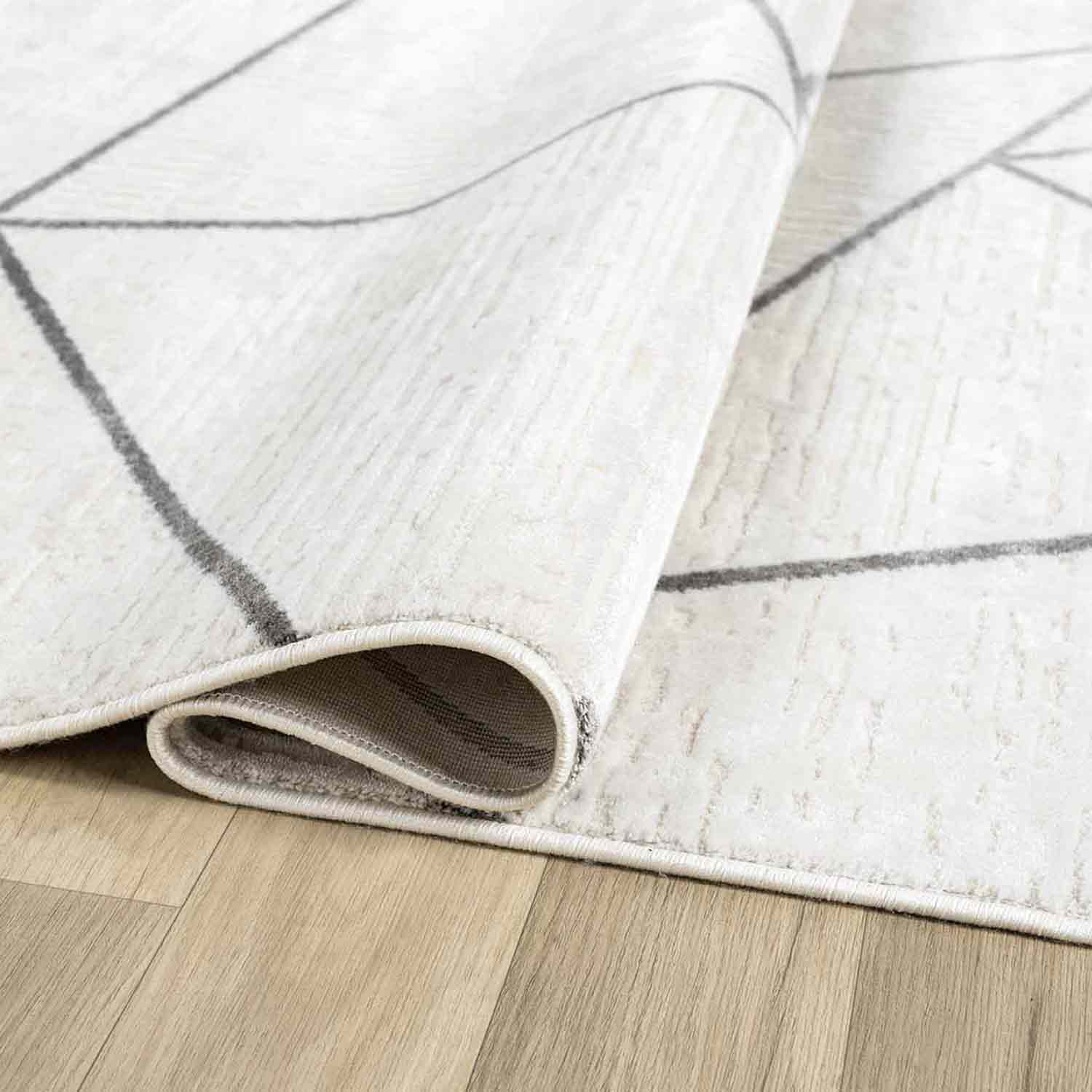 Beyaz Gri Siyah Üçgen Geometrik Modern Halı-Pera Halı