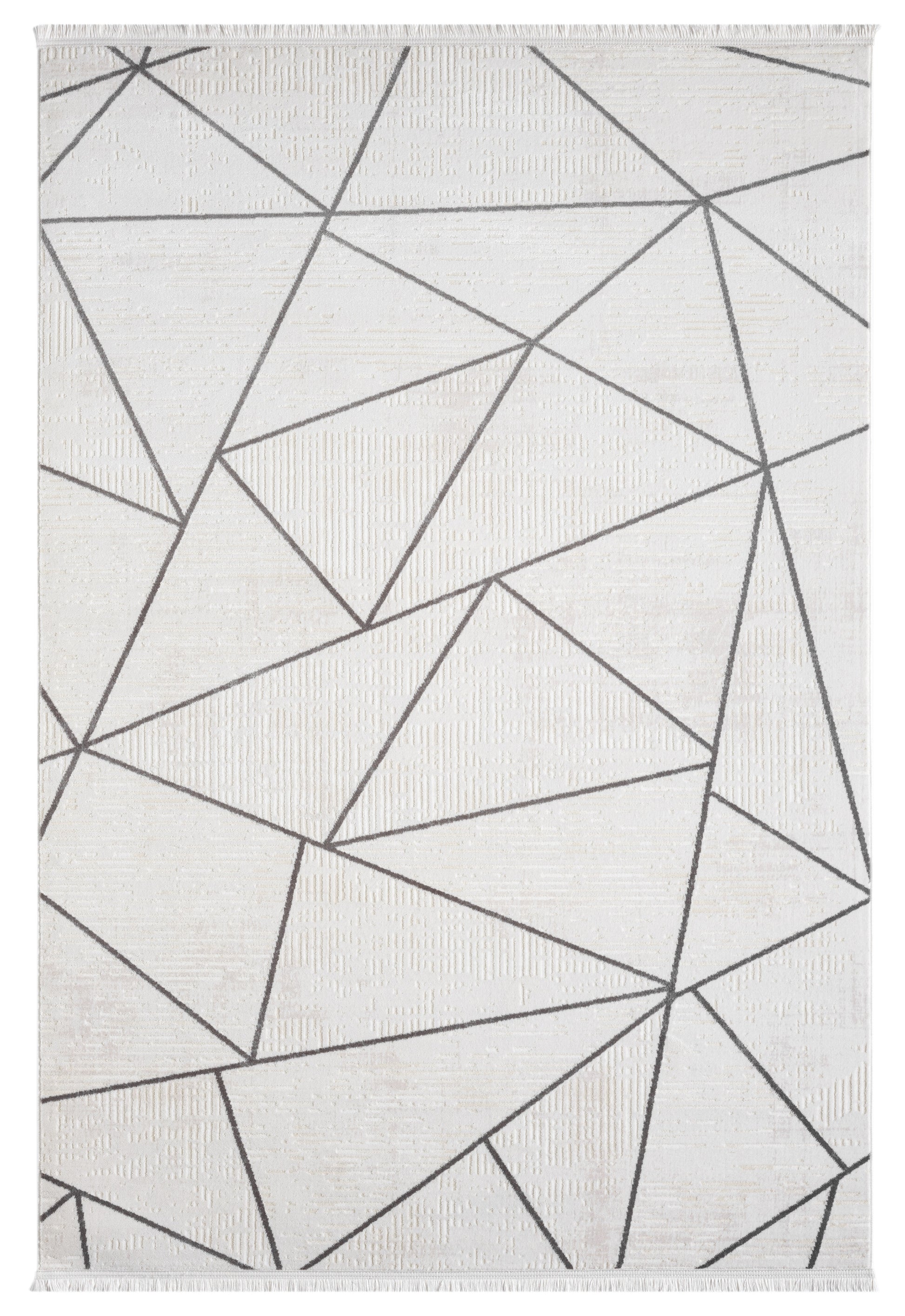 Beyaz Gri Siyah Üçgen Geometrik Modern Halı-Pera Halı