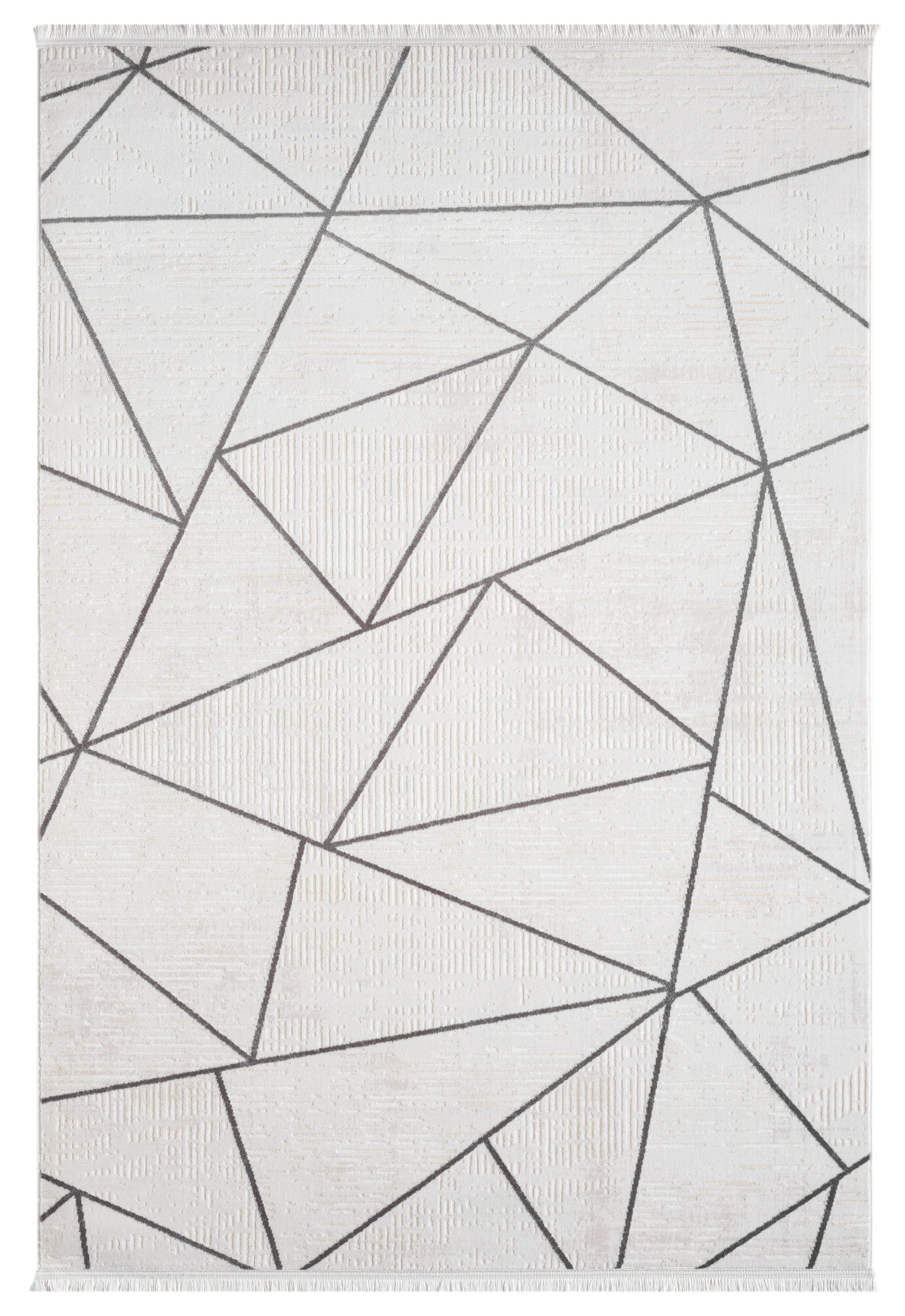 Beyaz Gri Siyah Üçgen Geometrik Modern Halı-Pera Halı