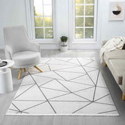 Beyaz Gri Siyah Üçgen Geometrik Modern Halı-Pera Halı