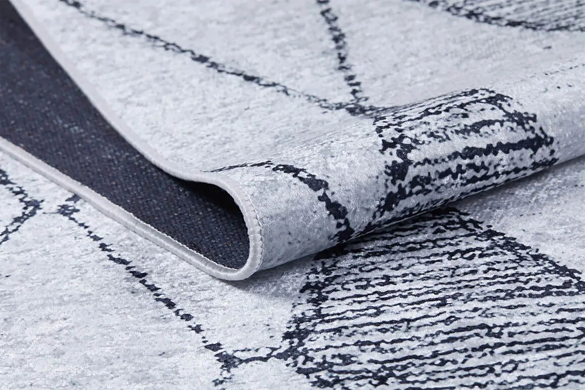 Beyaz Gri Soyut Baklava Desenli İskandinav Modern Halı-Pera Halı