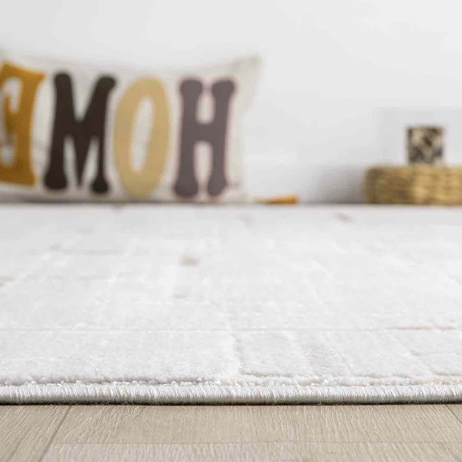 Beyaz Kahve Bej Çizgili Modern Halı-Pera Halı