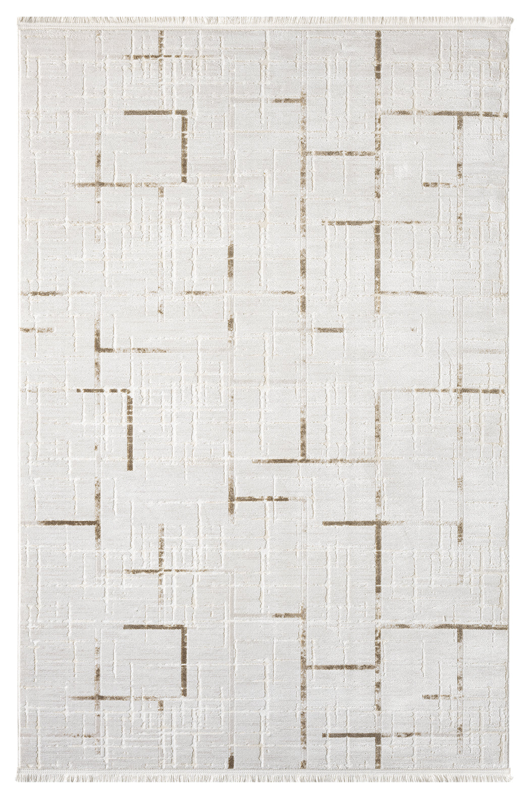 Beyaz Kahve Bej Çizgili Modern Halı-Pera Halı