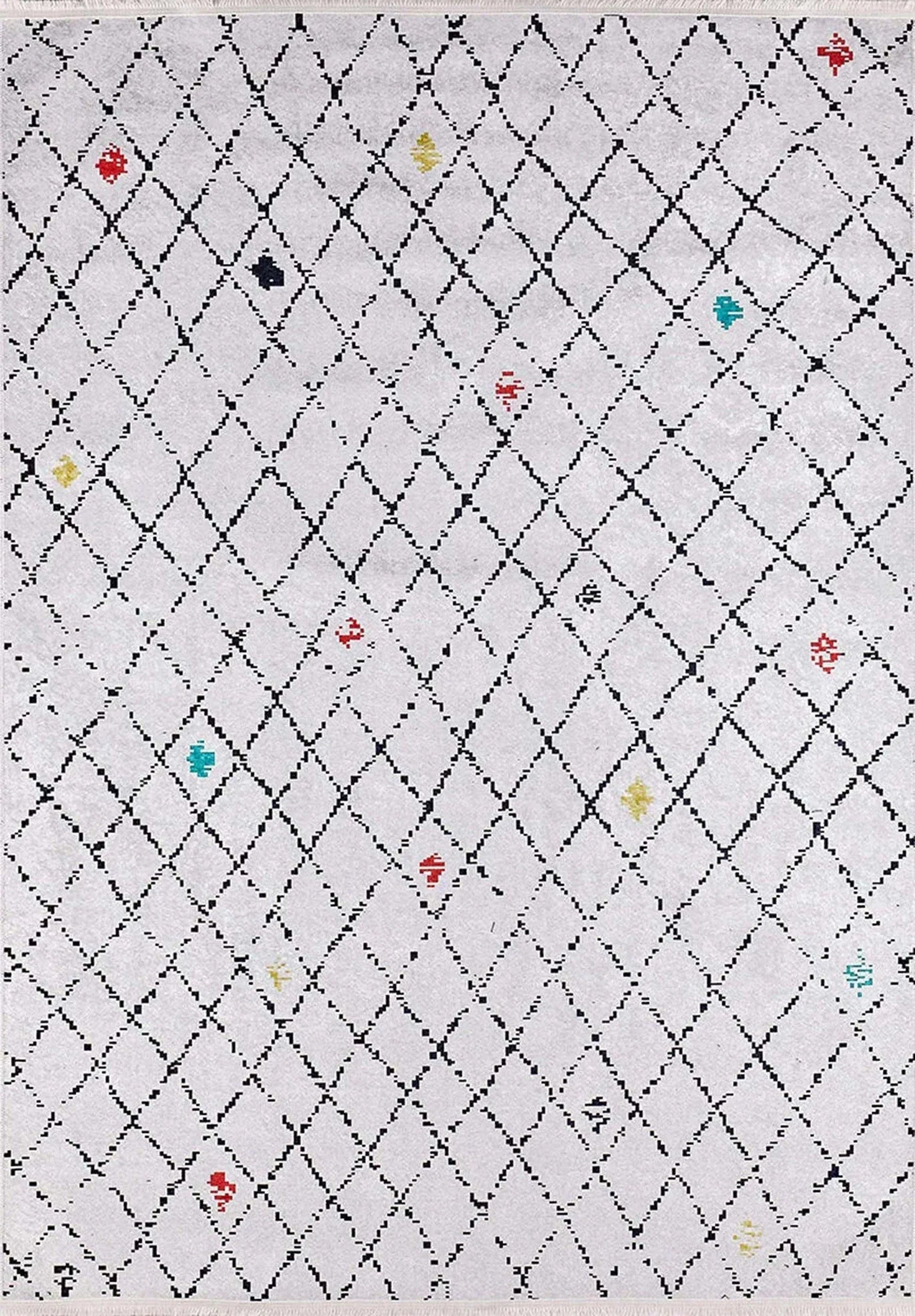 Beyaz Krem Çizgili Kilim Halı-Pera Halı