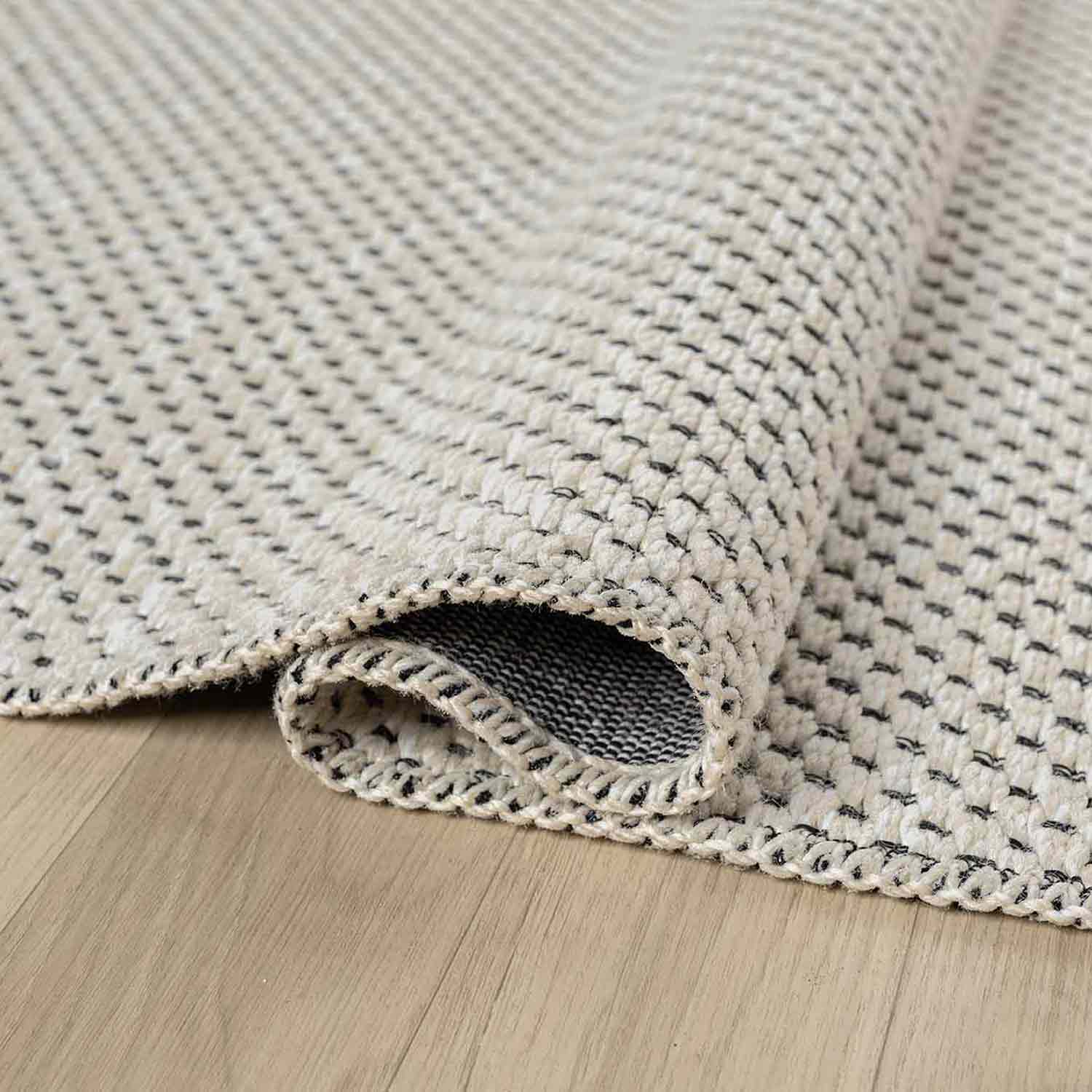 Beyaz Krem Siyah Melanj Noktalı Modern Halı-Pera Halı